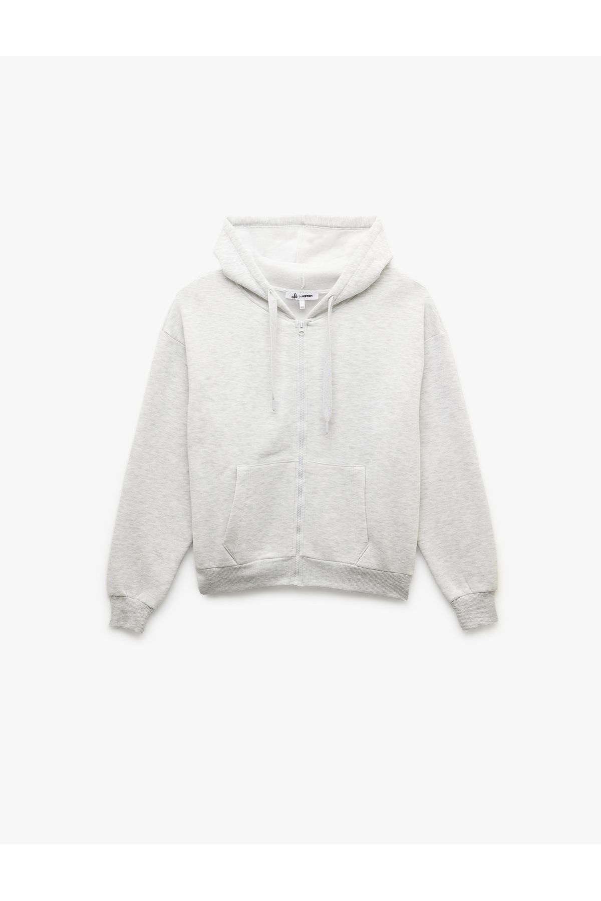 Koton Şardonlu Uzun Kollu Kapüşonlu Kanguru Cepli Oversize Fermuarlı Sweatshirt