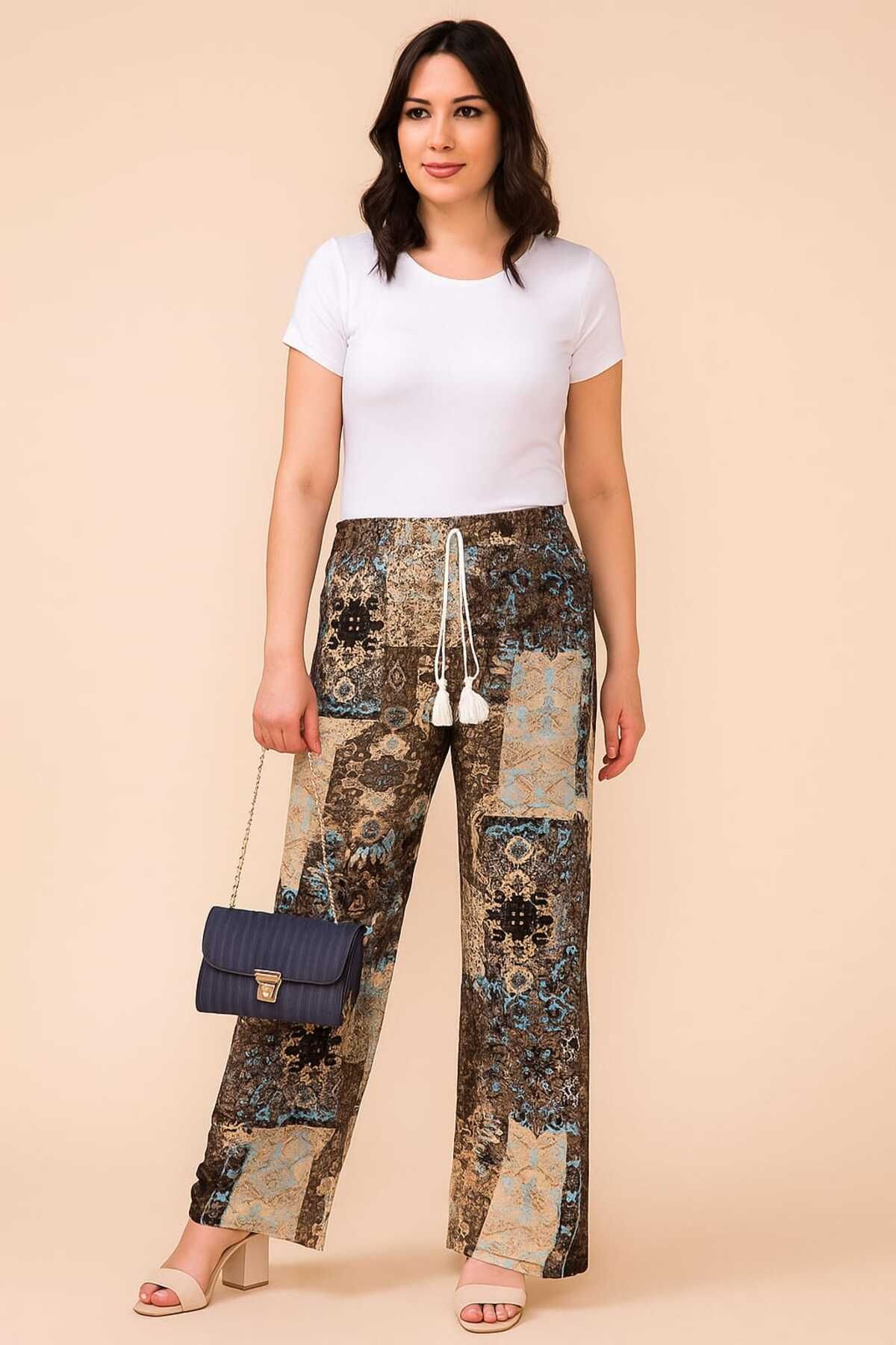 MODA Renkli Dokuma Pantolon / Pantolon Etek