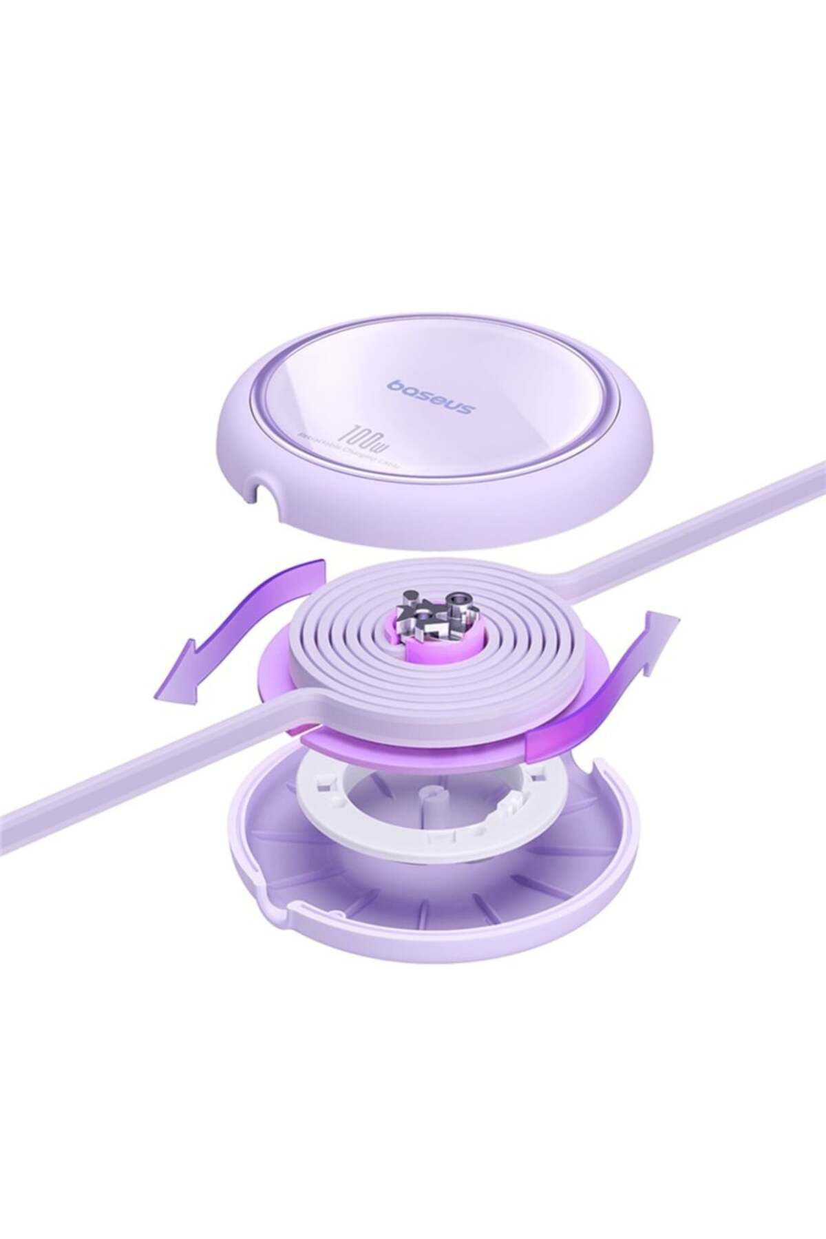 Baseus-Cablu de date retractabil Type-C la Type-C, 100W, 1m, Basues, Free2Draw Mini, Mov 4