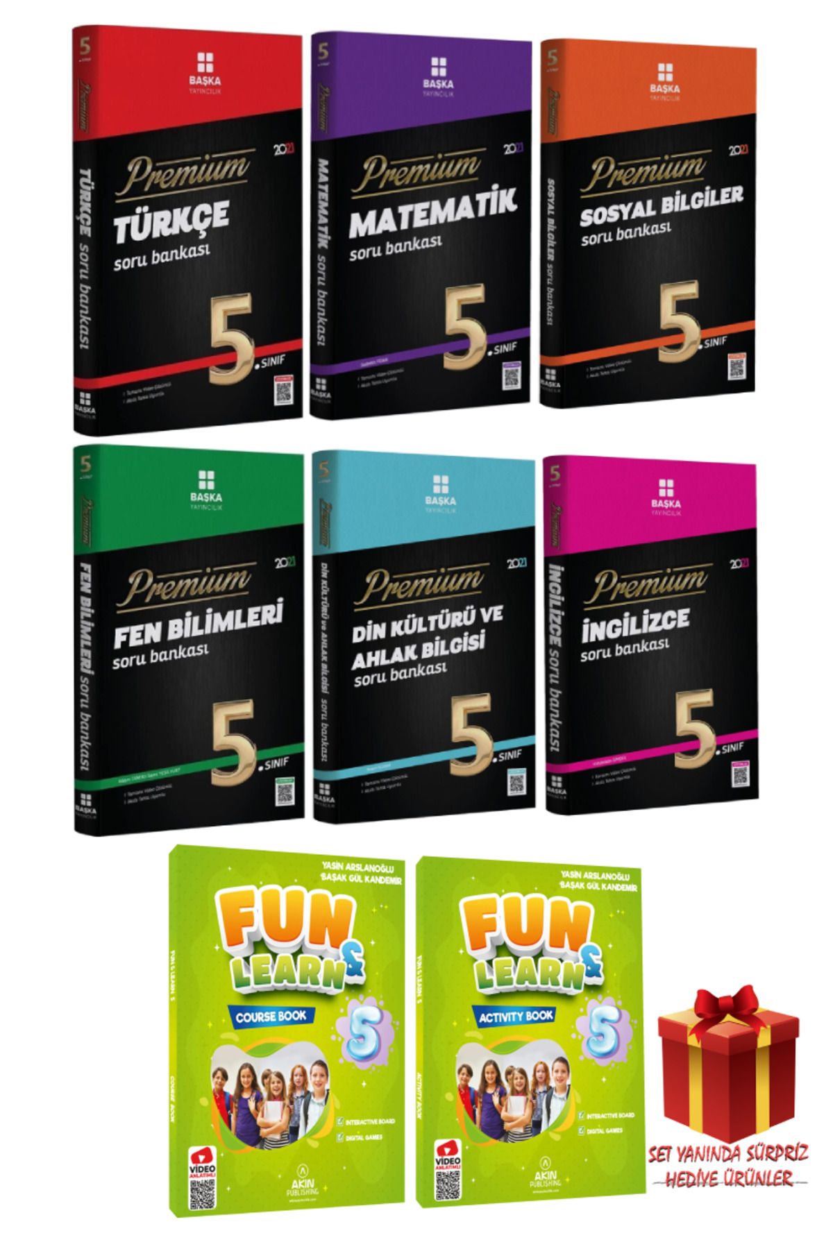Başka Yayıncılık 5. Sınıf Türkçe+Matematik+Sosyal Bilgiler+Fen Bilimleri+Din Kültürü+İngilizce Soru Bankası Seti