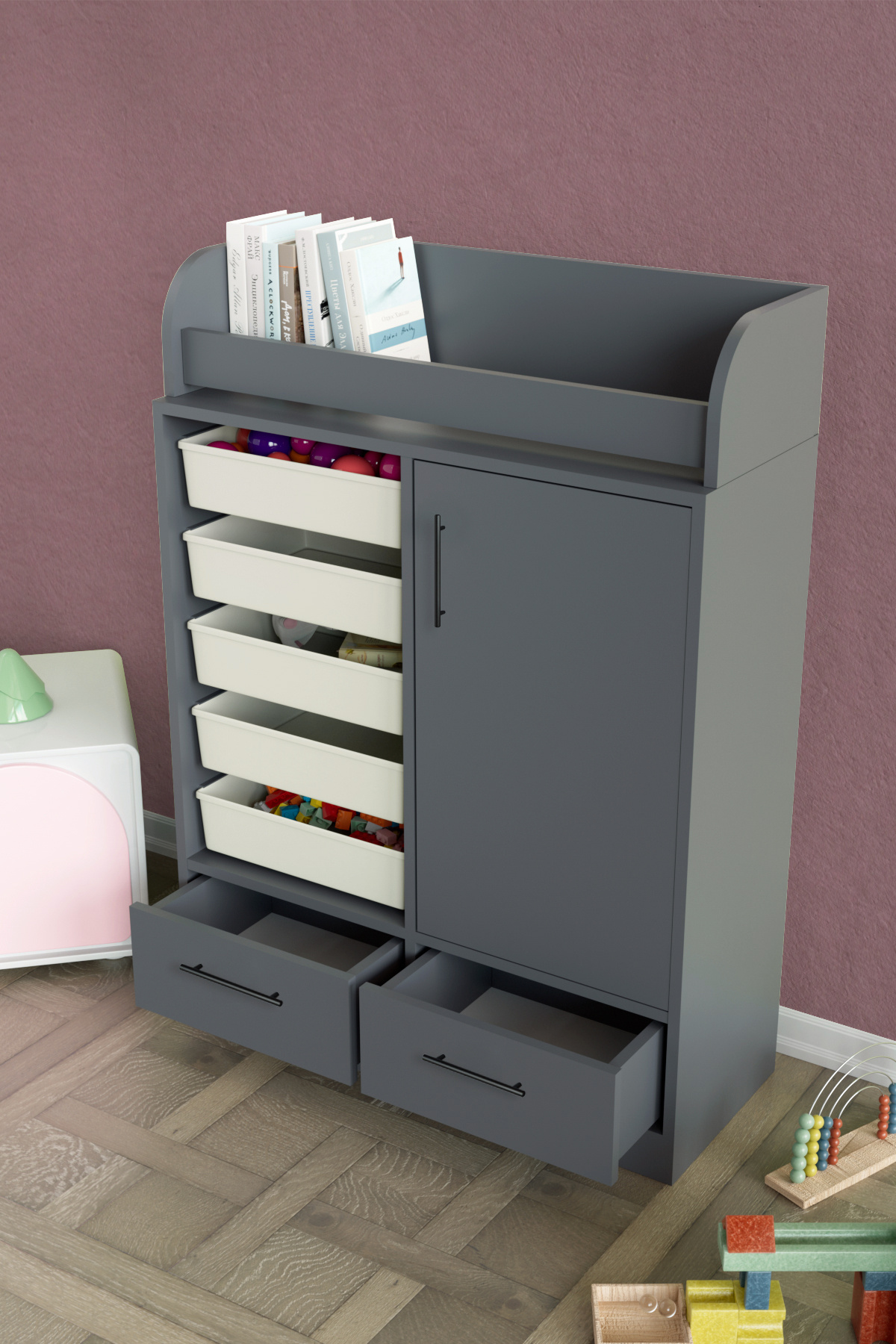 hediye kapında Melova Çocuk Odasi Oyuncak Dolabı 5 Sepetli 2