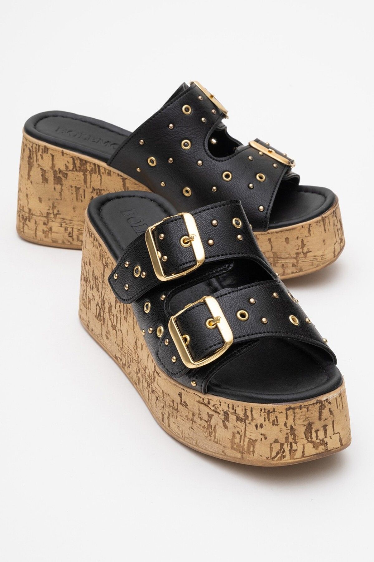 Lizy Shoes Çift Tokalı Platform Kadın Terlik