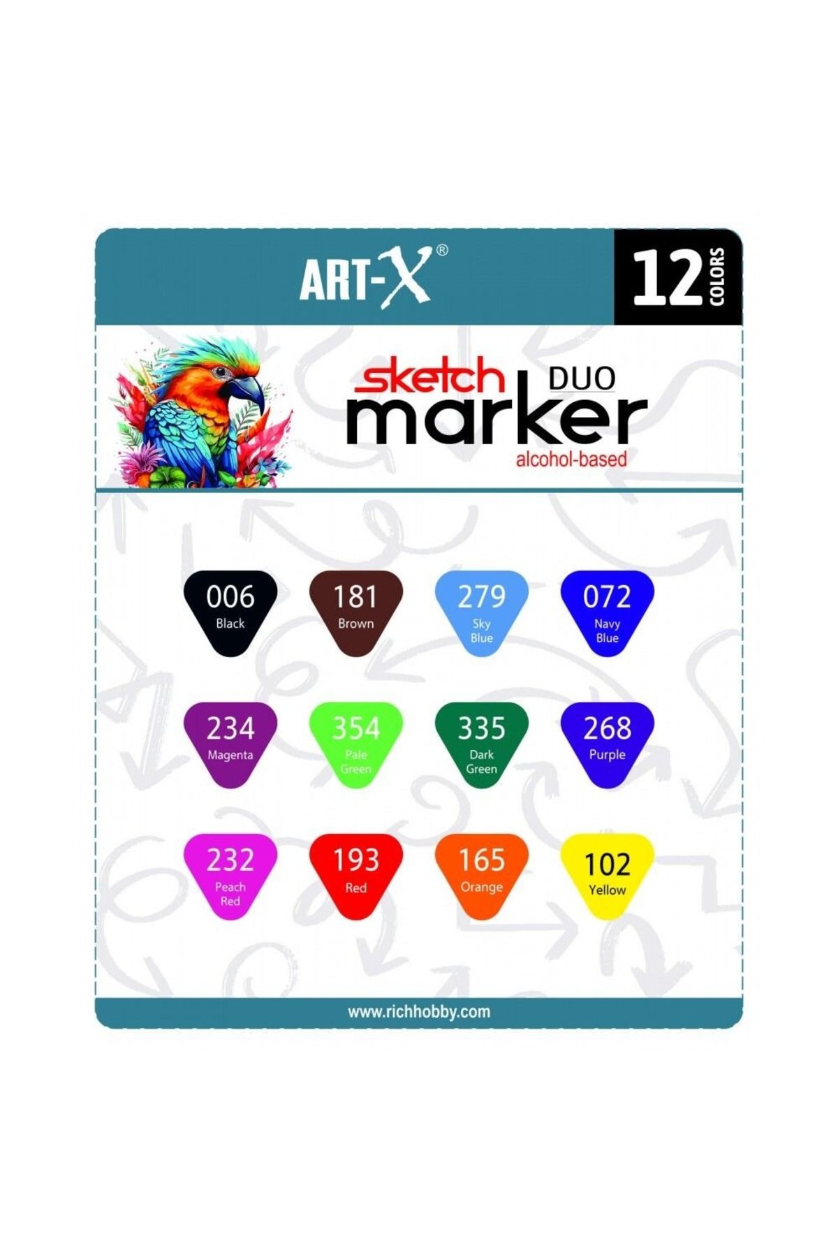 Rich Rıch Art-X Sketch Marker Duo Set 12 Li 18046