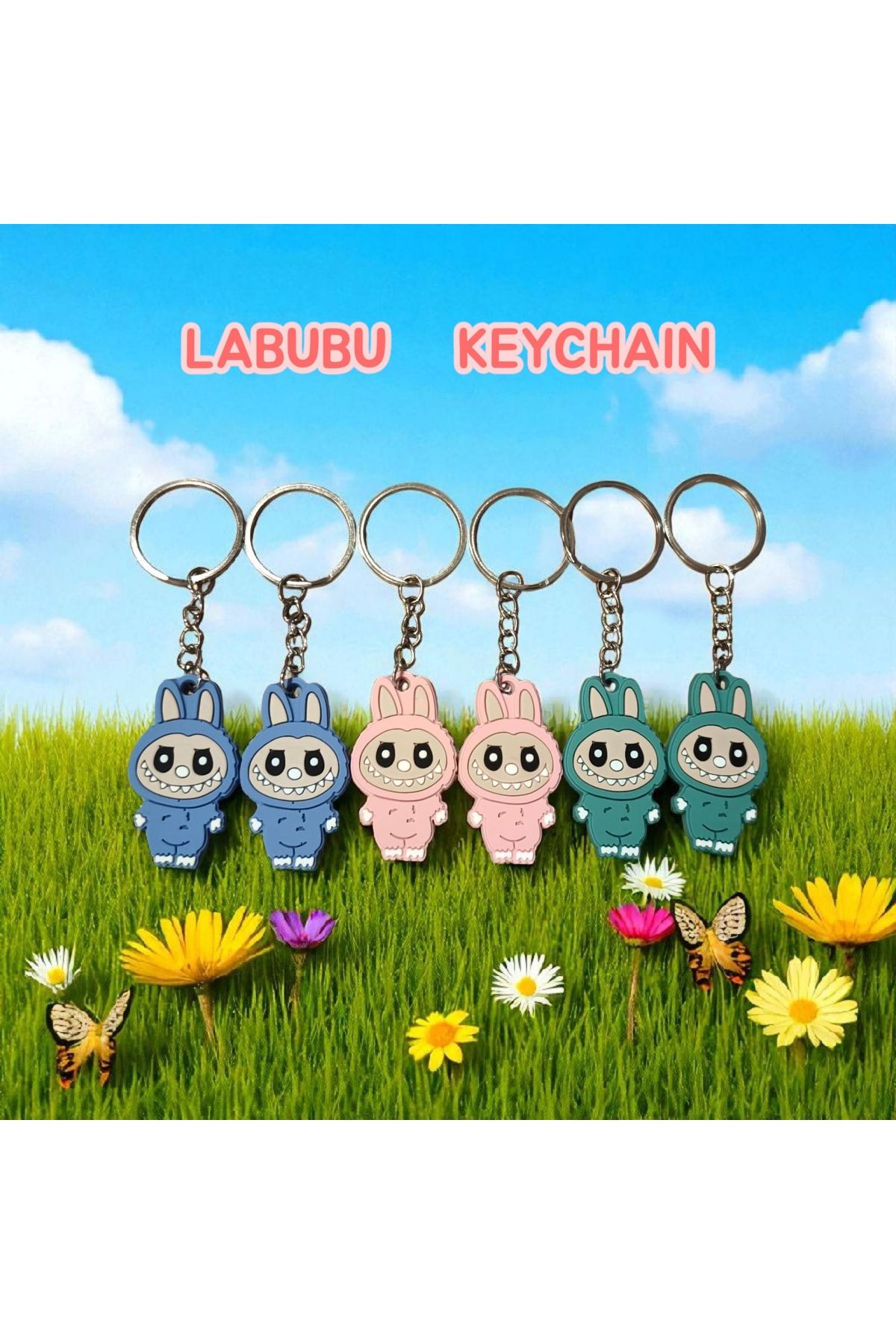 CA COLOURS ACCESSORİES I LOVE ACCESSORİES Labubu 3'lü anahtarlık