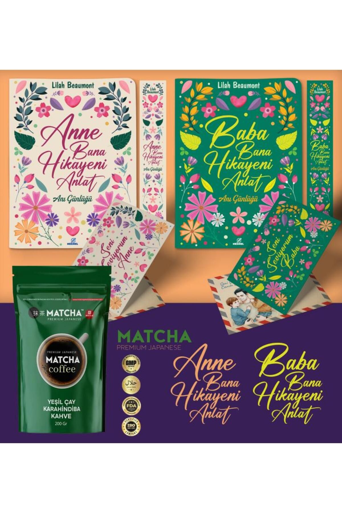 nesnel yayınlar Anne ve Baba Bana Hikayeni Anlat Ayraç Kartpostal - Matcha Kahve