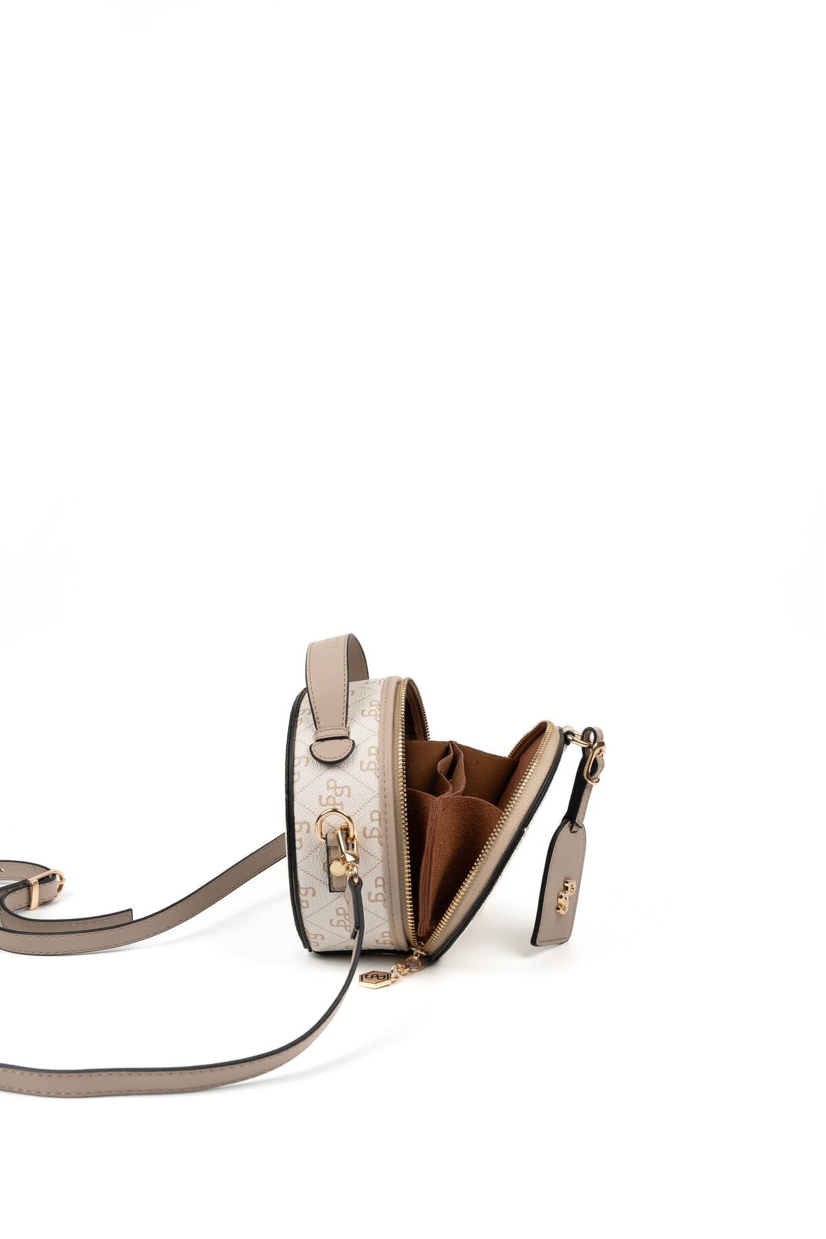 Silver Polo Bej - Kum Monogram Kadın Çapraz Çanta SP1163 görsel 6