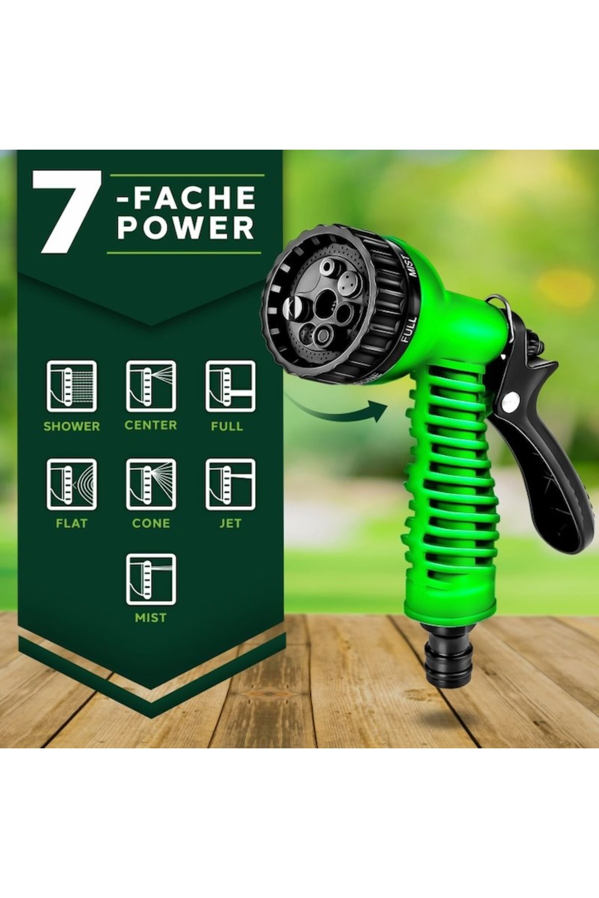stuffix-Flexible garden hose with 8 functions, extendable up to 60 m, includes accessories, green 3