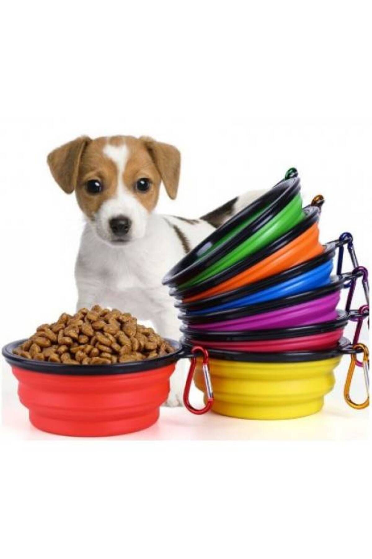 optana 1 Adet Katlanabilir Kedi Köpek Mama Su Kabı Evcil Hayvan Kap Taşınabilir Katlanır Mama kabı