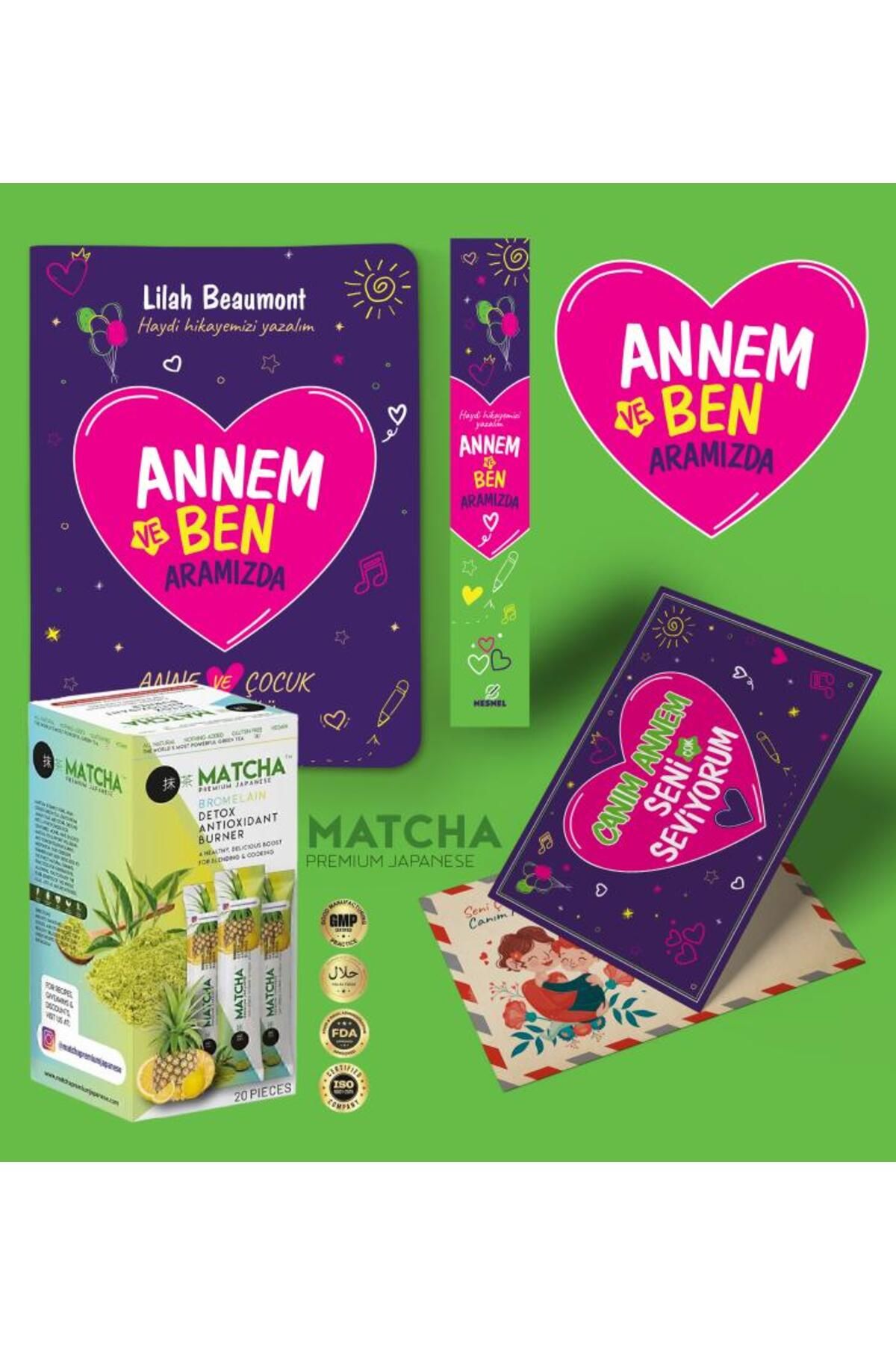 nesnel yayınlar Annem ve Ben Aramızda Ayraç Kartpostal - Bromelain Matcha Çayı