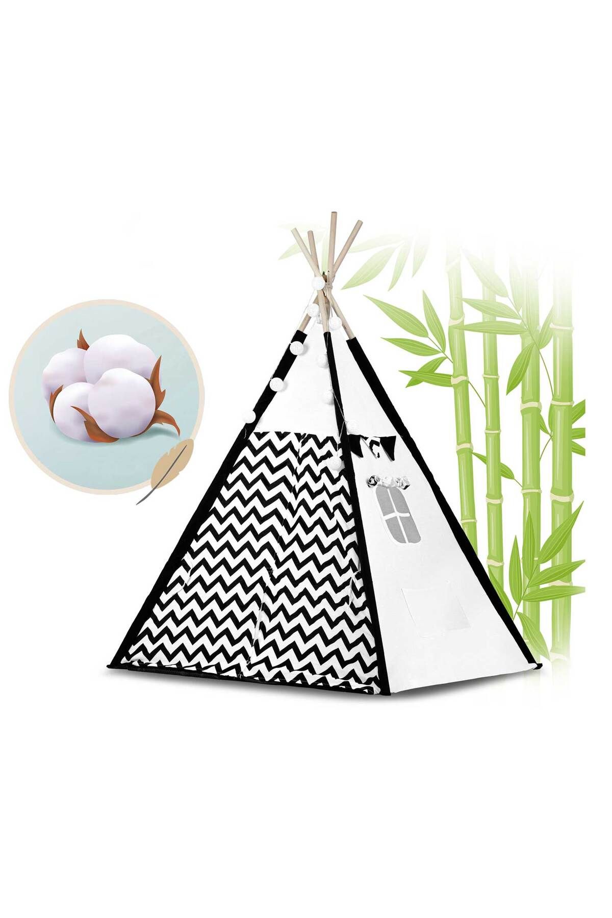 ideal STORE-idealStore TIPI Play Tent with Lights, Tipi model, Natural Cotton, with Cushions, Insulating Mat, Str 5