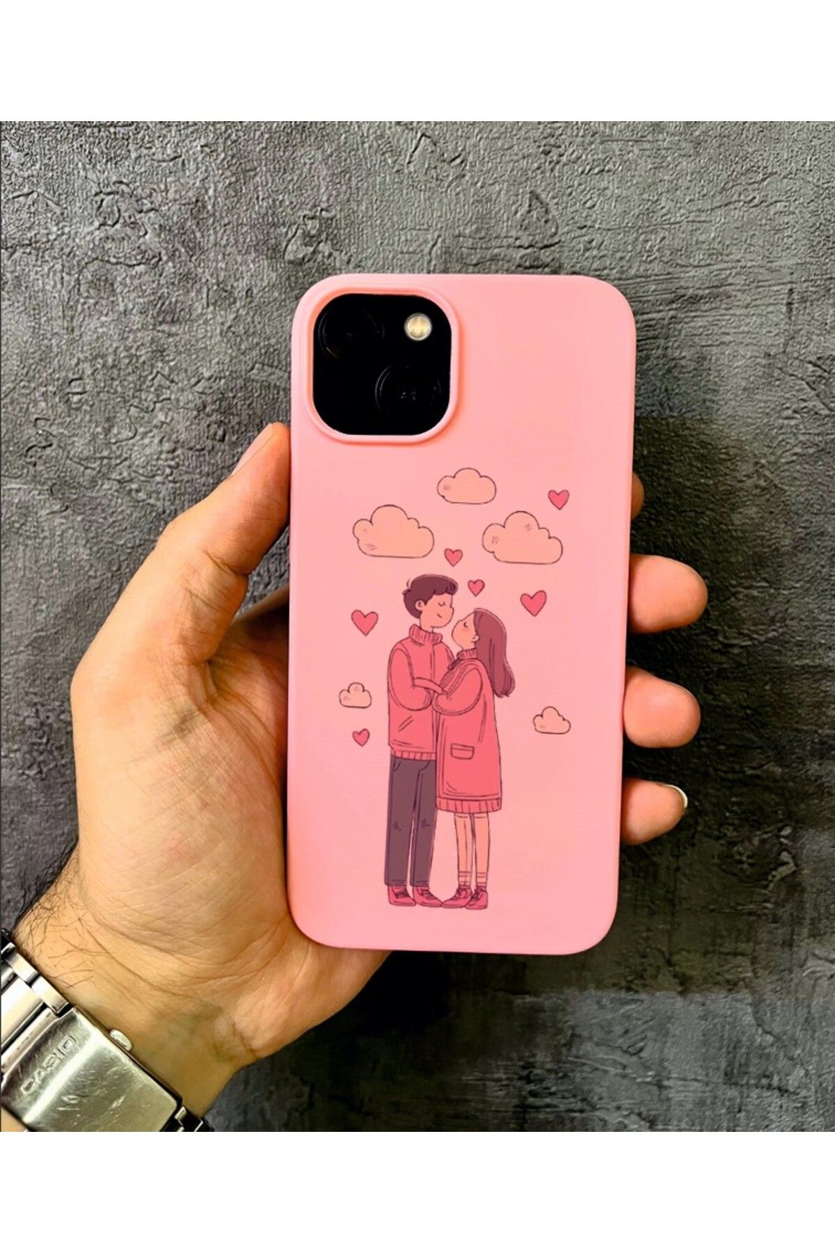 ALYACEPSTORE CASE İphone 13 Uyumlu Sevgili Tasarımlı Pembe Kılıf