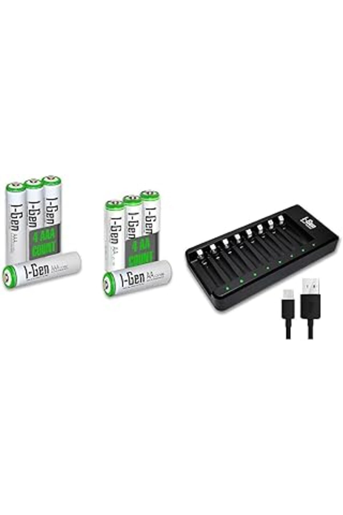 TBSProjects I-Gen G879 8'Li Pil Şarj Aleti + 4 Adet Aa 2700 Mah + 4 Adet Aaa 900 Mah Şarjlı Kalem Pilli Set 1.2