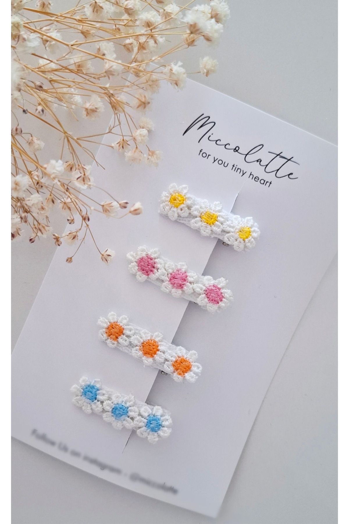 Miccolatte 4lü klips Papatya Bebek Tokası Seti (3.5 cm)