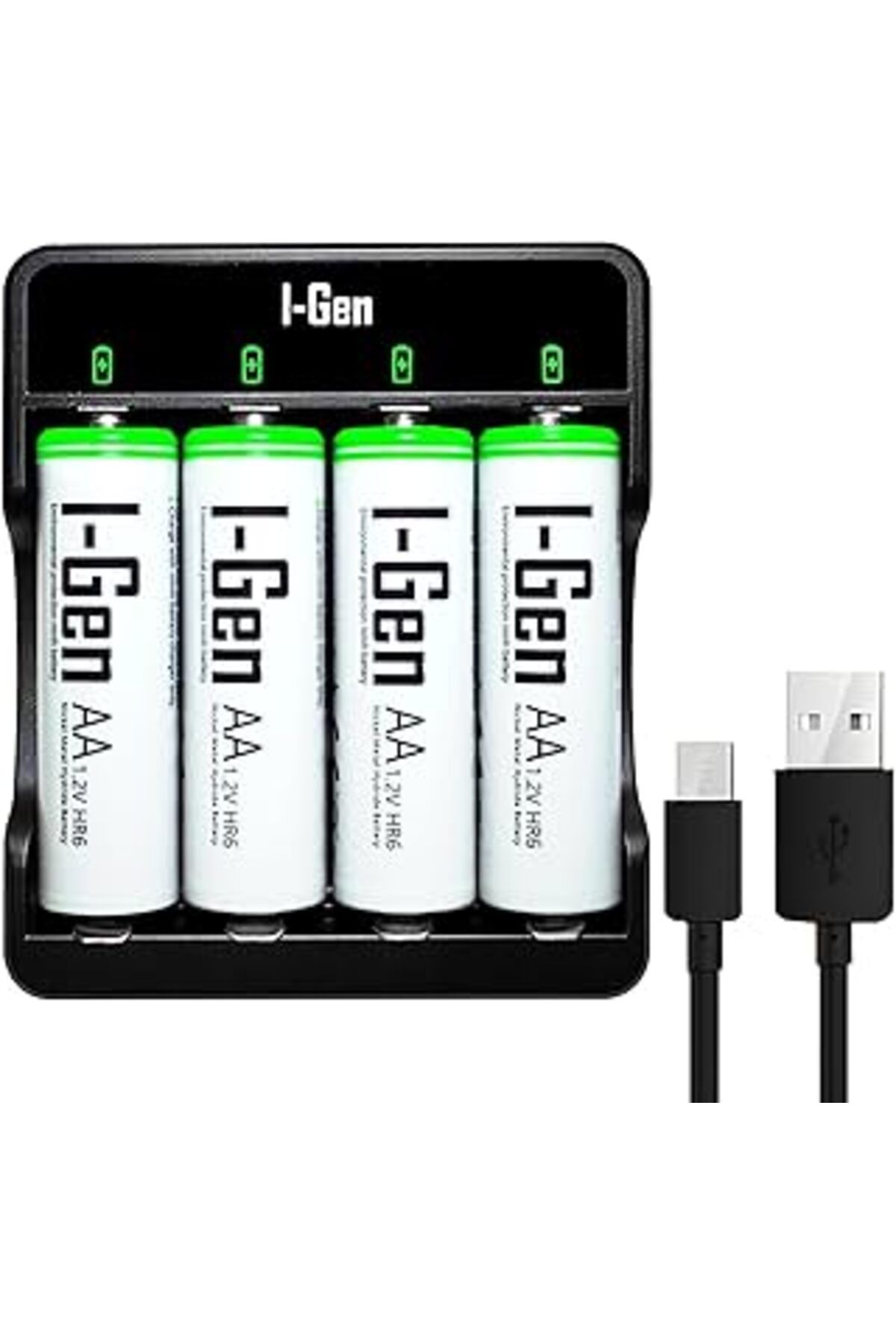 TBSProjects I-Gen G427 4'Lü Pil Şarj Aleti + 4 Adet Aa 2700 Mah Kalem Pilli Set 1.2V Ni-Mh