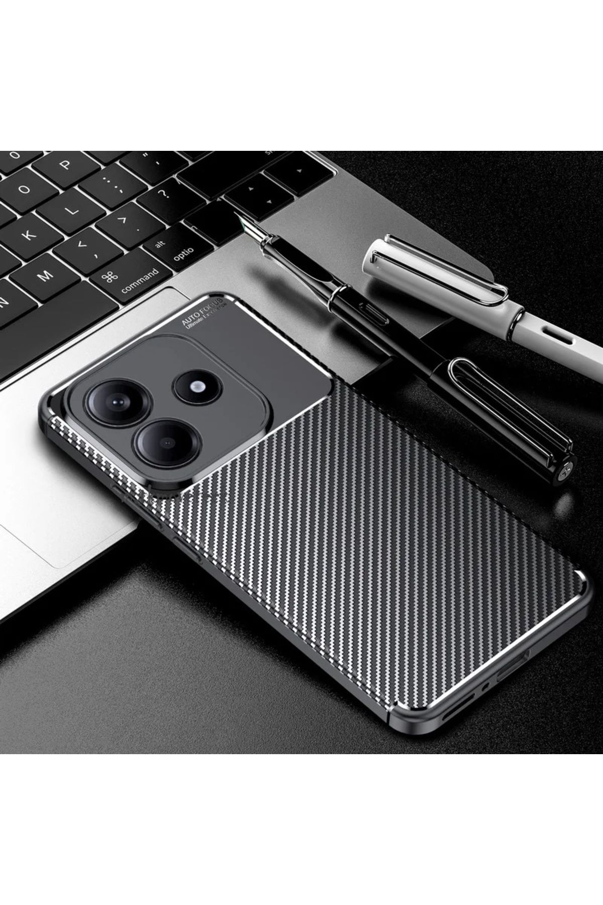 m.tk moveteck Oppo A5 Pro Kılıf Kamera Korumalı Çıkıntılı Karbon Desenli Renk Atmaz Koruyucu Negro Kapak