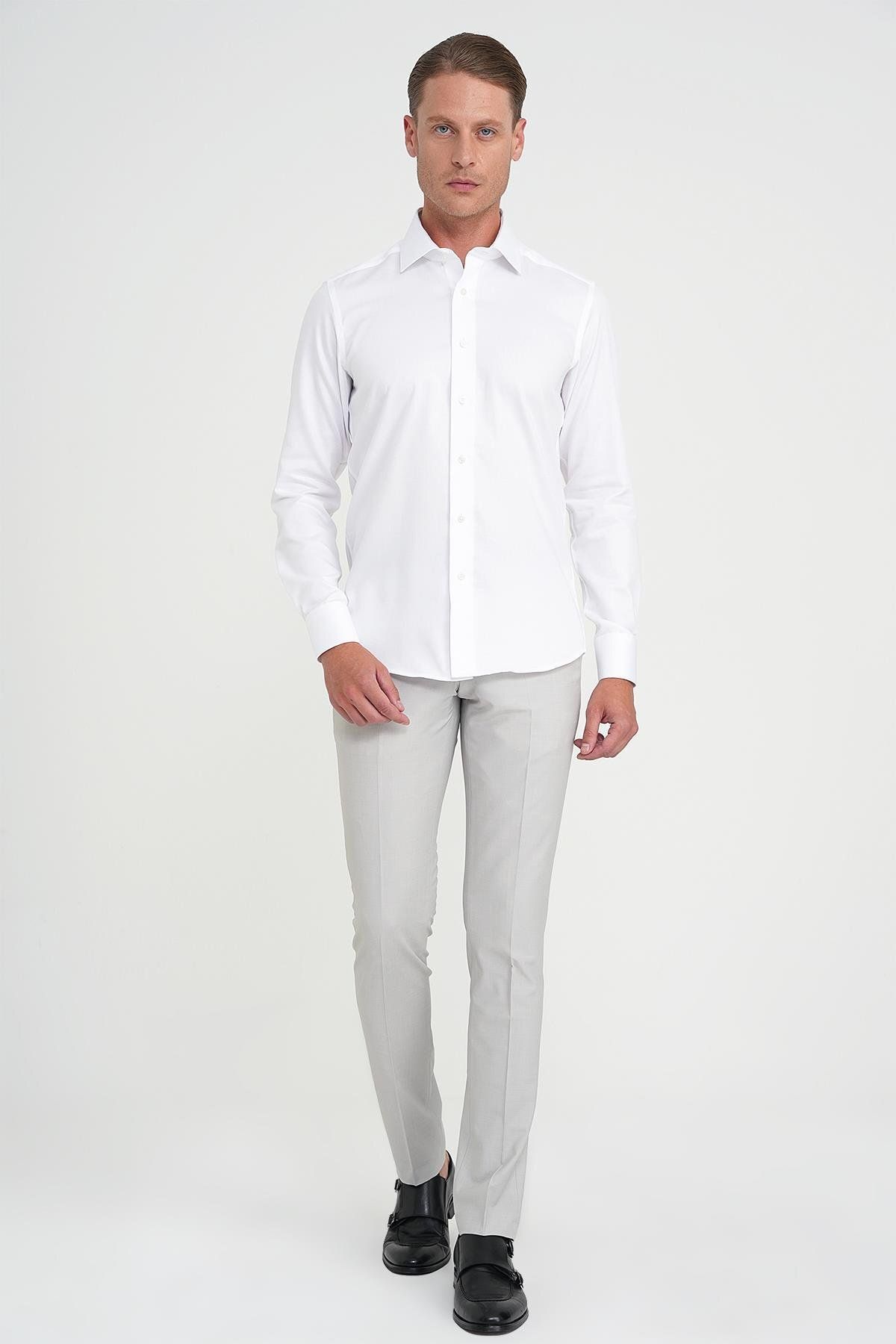 Efor GK 744 Slim Fit Beyaz Klasik Gömlek