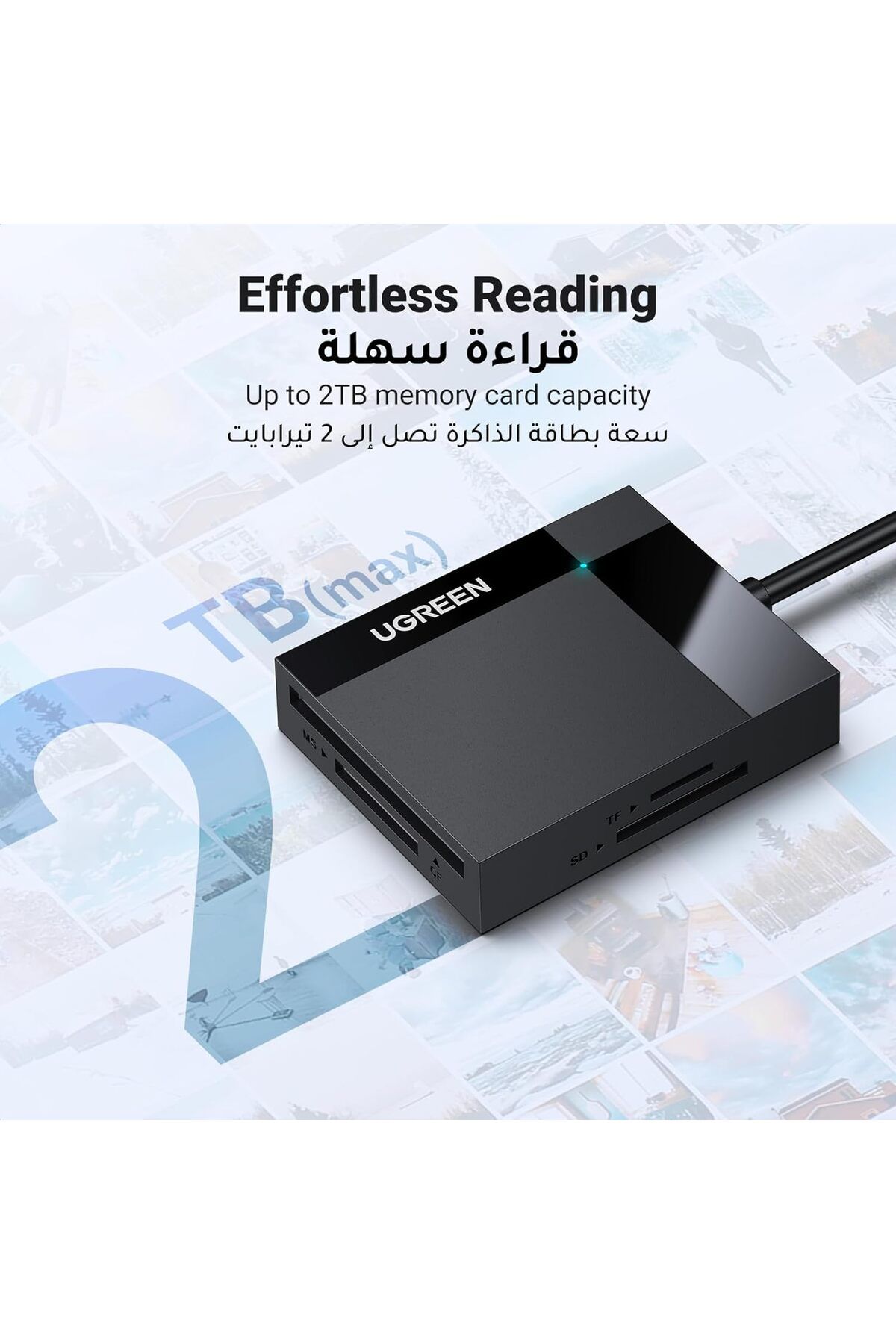 Ugreen-قارئ بطاقات USB 3.0 SD، محول ذاكرة 4 في 1 لقارئ بطاقات Micro SD - أسود 7