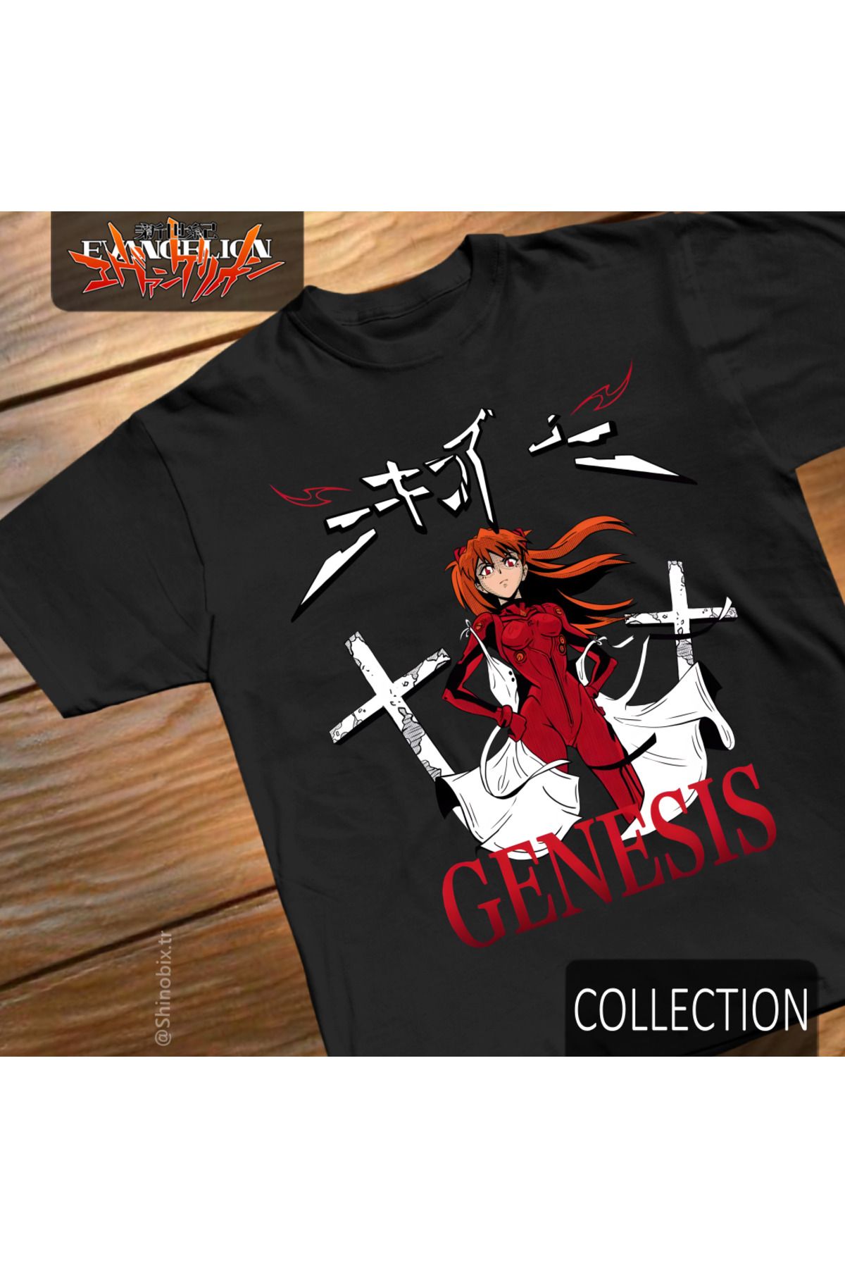 SHINOBIX Evangelion Neon Genesis Anime Asuka Langley Unit 02 Oversize Baskılı T-Shirt