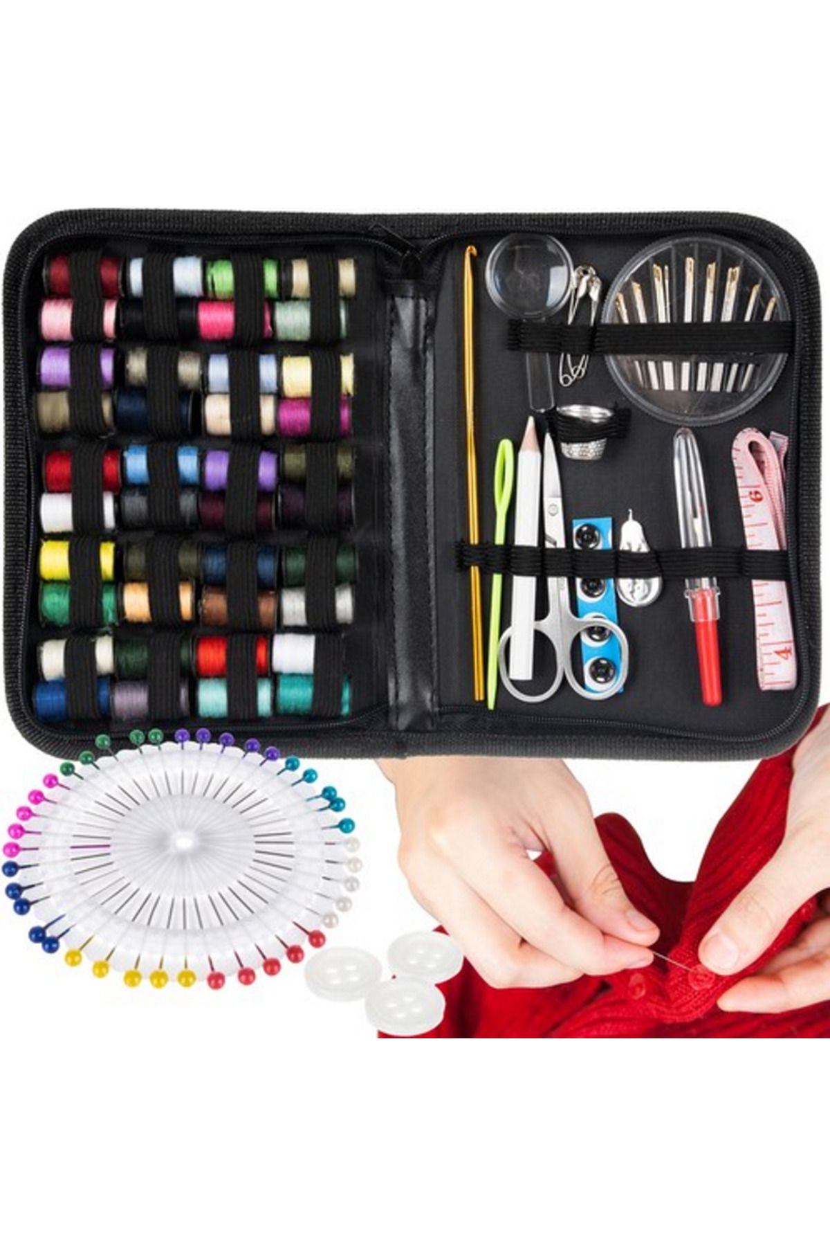 ideal STORE-Kit de Cusut Master Little Tailor idealSTORE, Include 129 de Accesorii pentru Cusut, Ace, Papiote, F 4