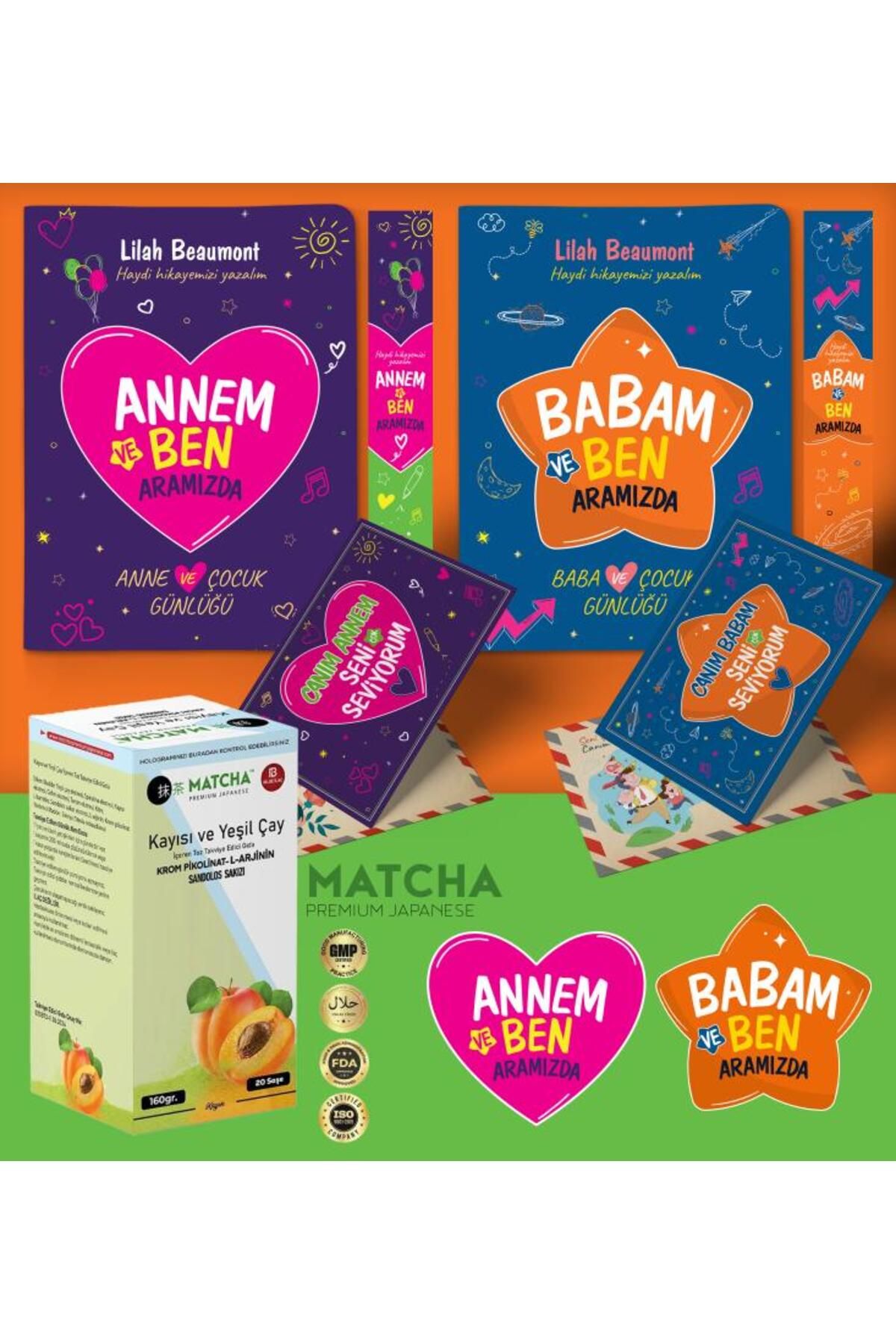 nesnel yayınlar Annem - Babam ve Ben Aramızda Ayraç Kartpostal - Kayısı Matcha Çayı