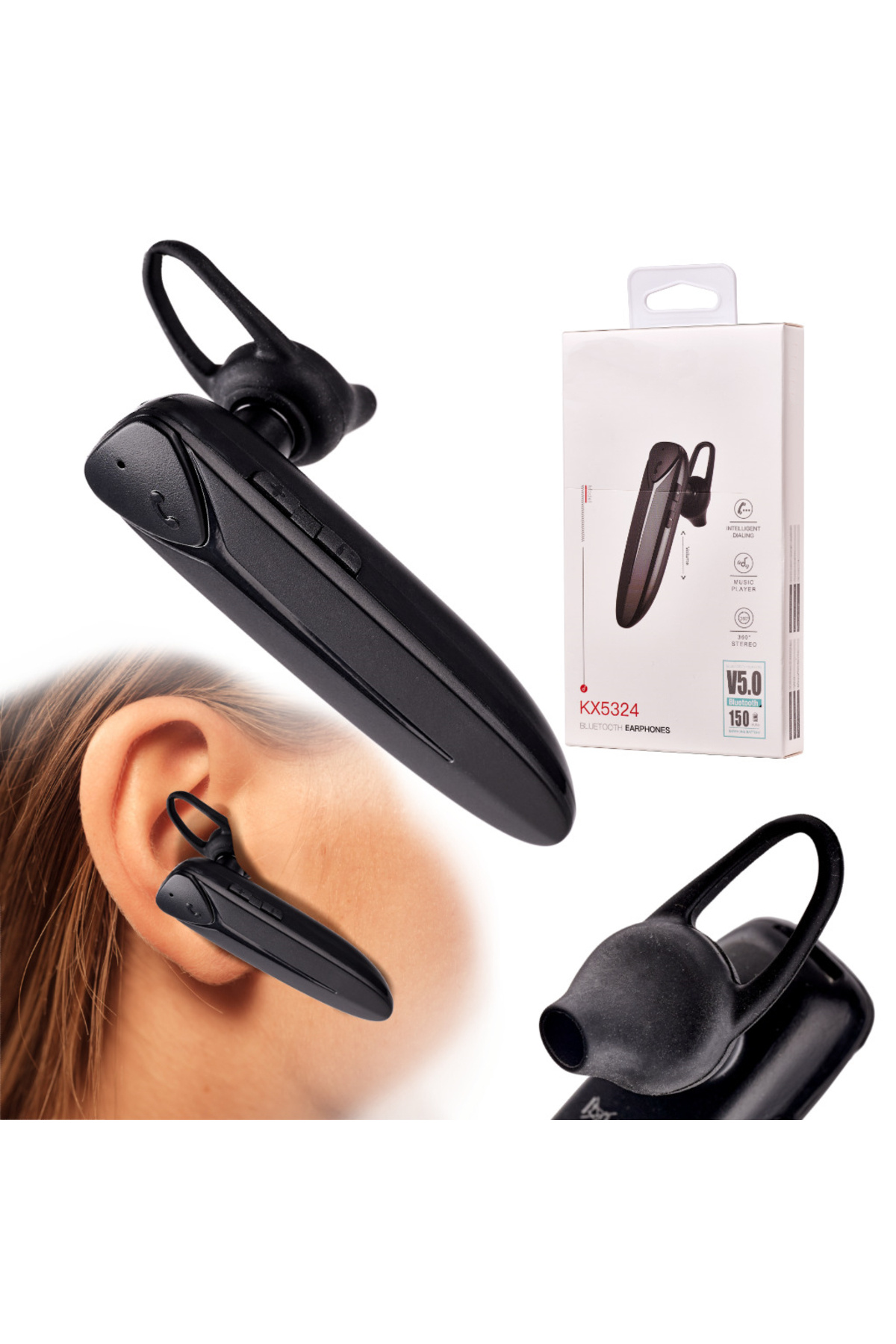 ideal STORE-idealStore Bluetooth Headset, 10 m Range, 10 hours Battery Life, Call Answering, Volume Control Button, Charging 4