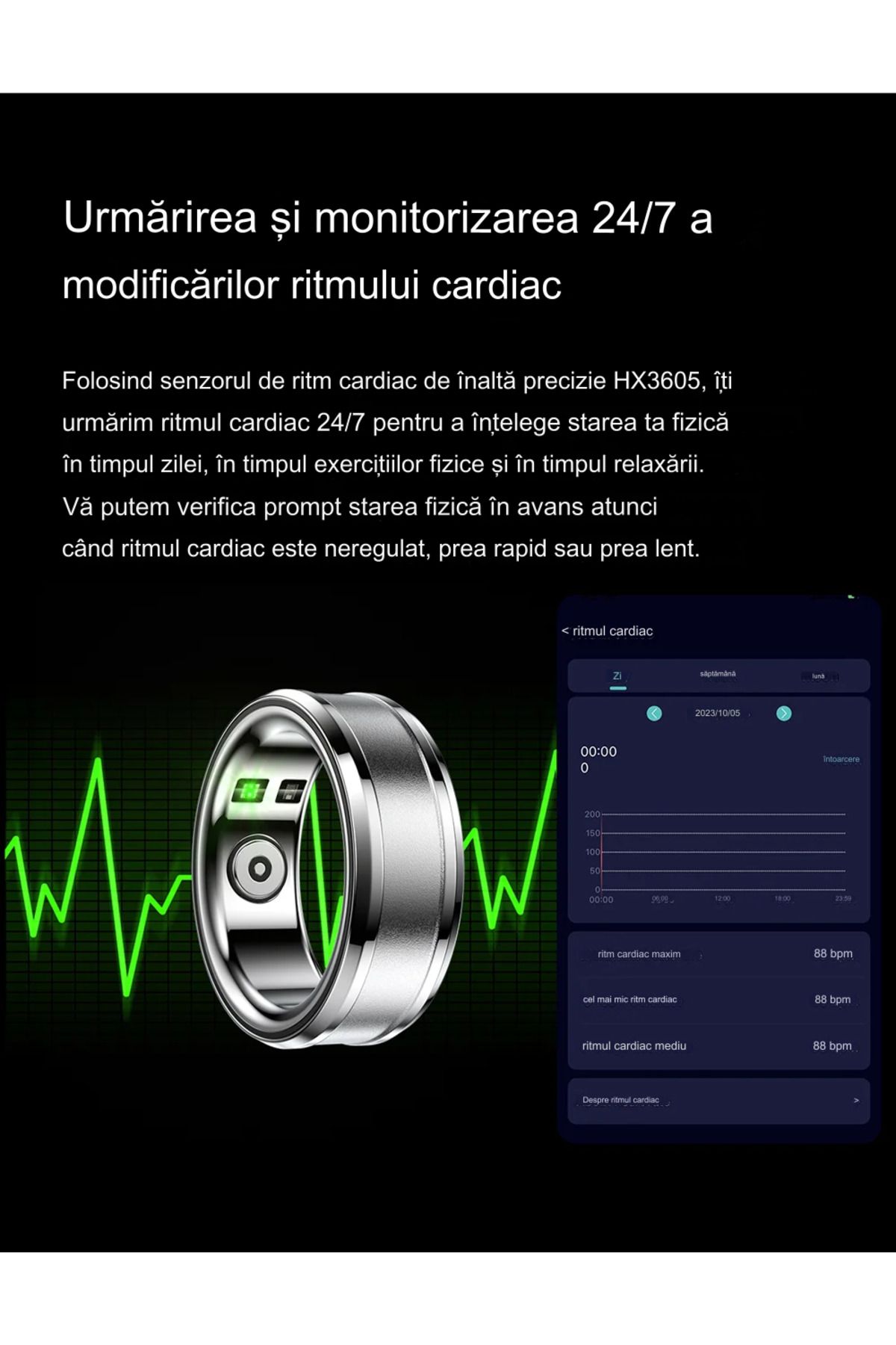 ideal STORE-idealSTORE BetaSmart Smart Ring, Unisex, Heart Rate, Temperature, Oxygen, Sleep Monitoring, 6