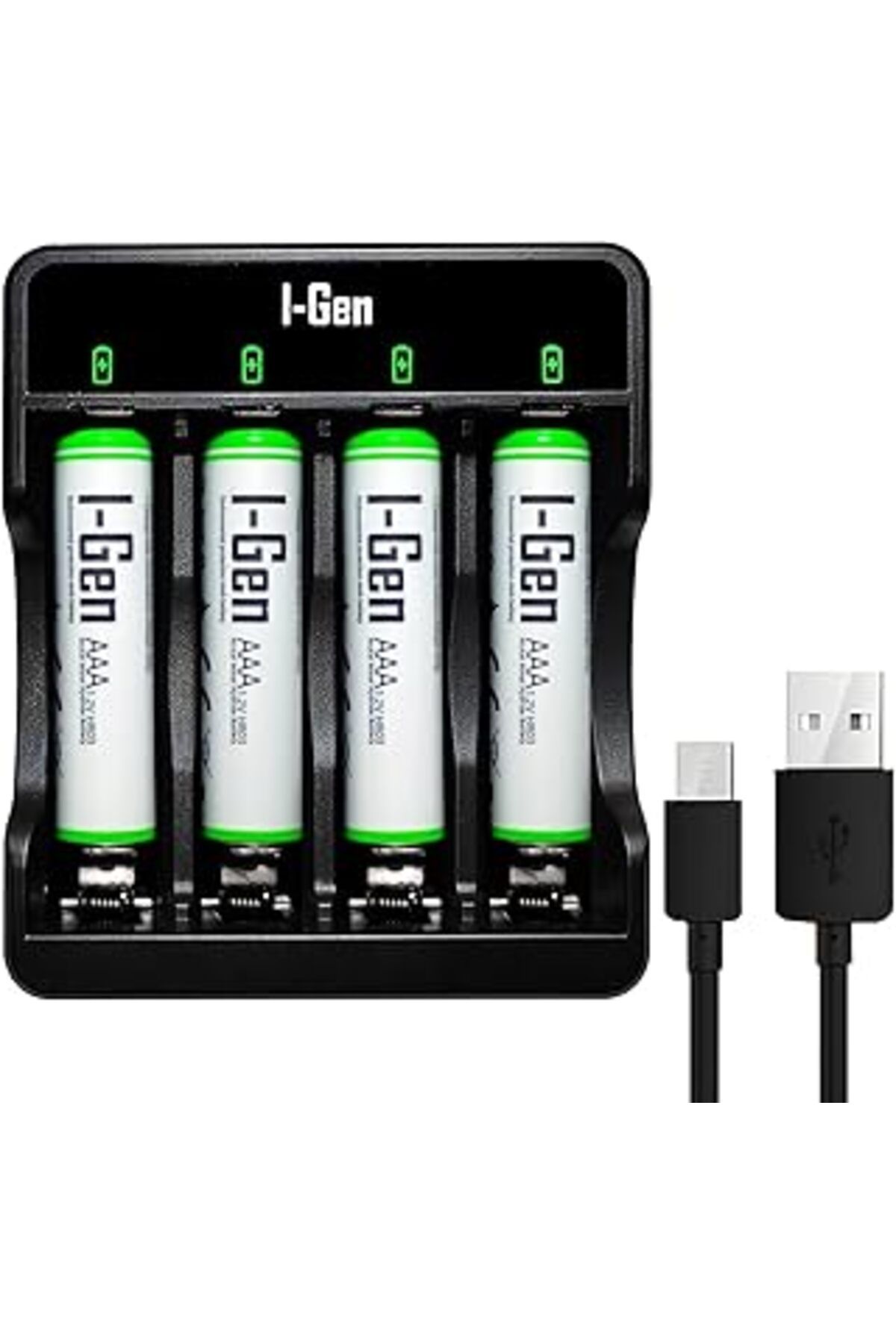 TBSProjects I-Gen G465 4'Lü Pil Şarj Aleti + 4 Adet Aaa 650 Mah Şarjlı İnce Kalem Pilli Set