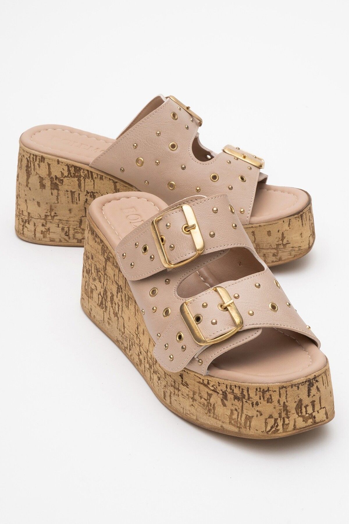 Lizy Shoes Çift Tokalı Platform Kadın Terlik