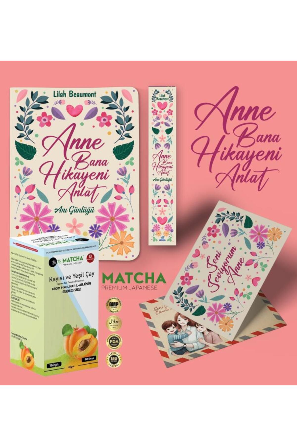 nesnel yayınlar Anne Bana Hikayeni Anlat Ayraç Kartpostal - Kayısı Matcha Çayı