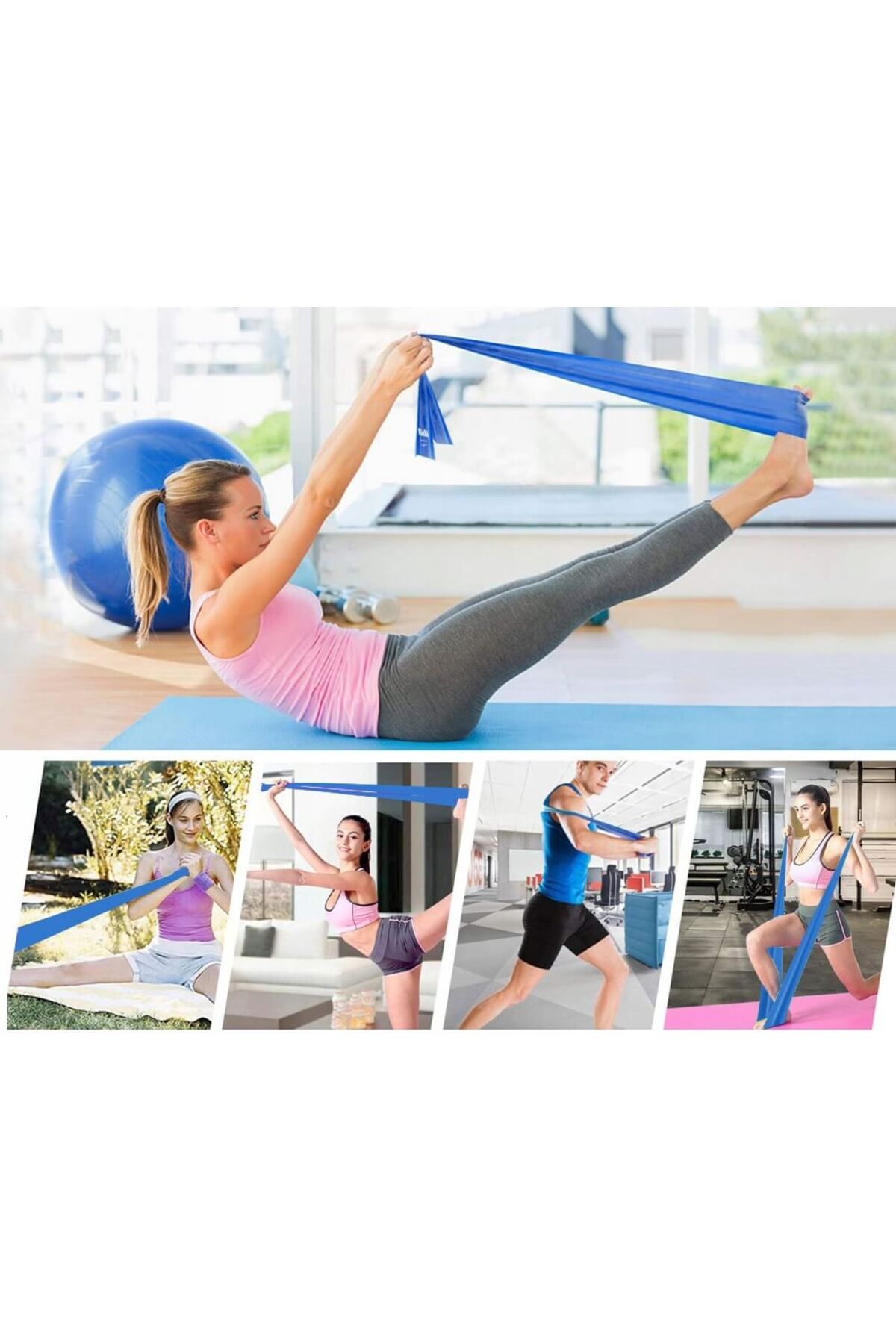 Fitli-Set 3 benzi elastice pentru exercitii , 3 niveluri de rezistenta, Multicolor 4
