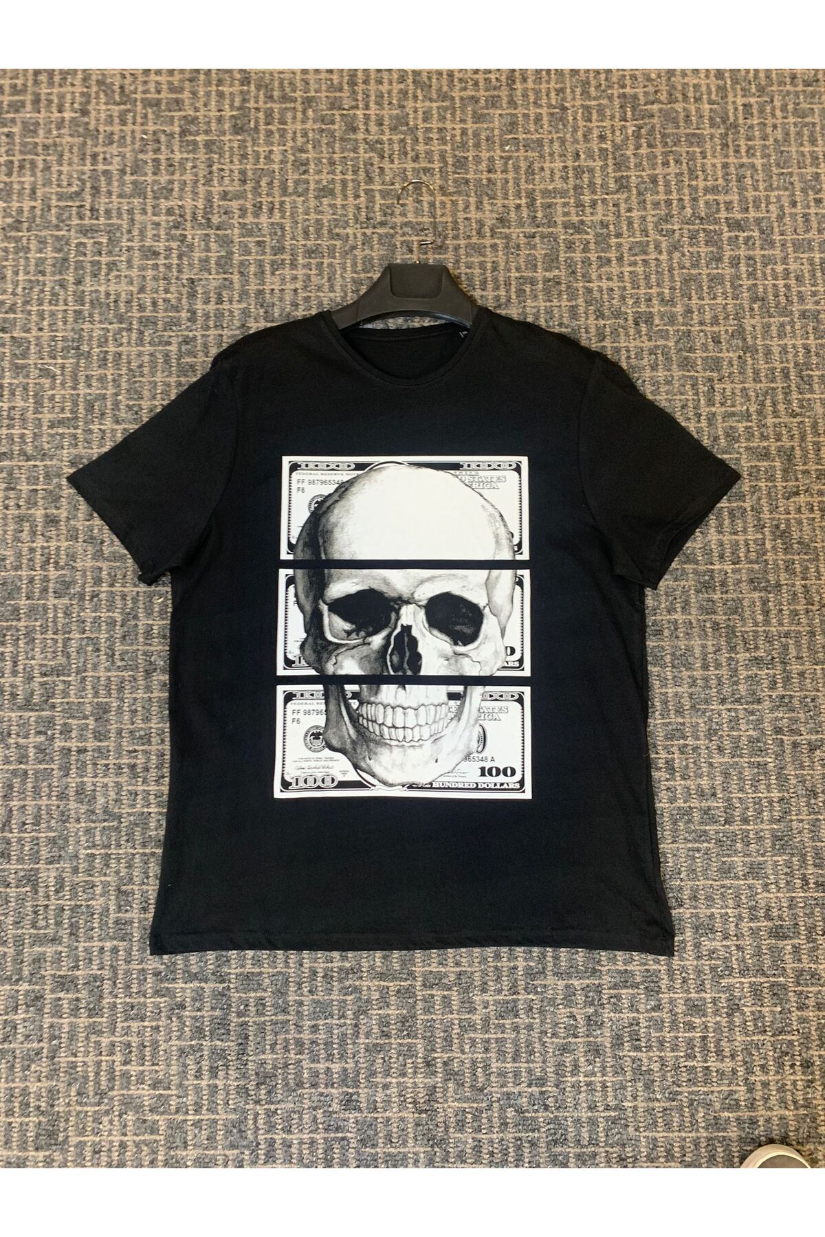 MODA 💀 Money Skull Baskılı Oversize Erkek Tişört – Tarzını Paraya Çevir!