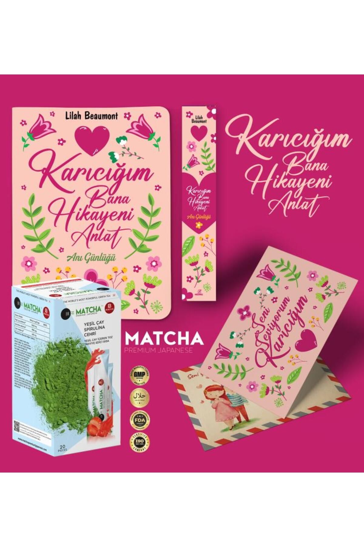 nesnel yayınlar Karıcığım Bana Hikayeni Anlat Ayraç Kartpostal - Çilekli Matcha Çayı