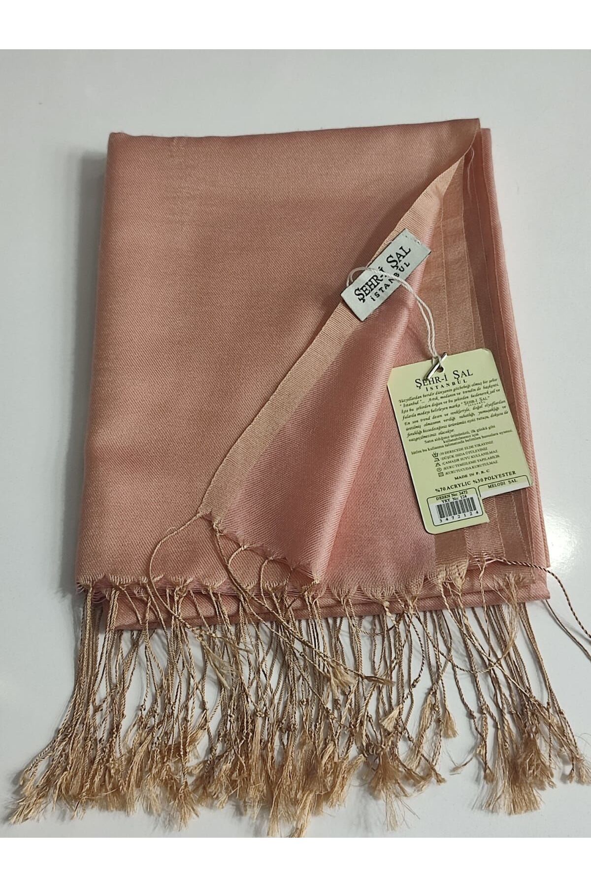 şehri şal MELODİ ŞAL 3472-124 PEMBE GOLD PÜSKÜL
