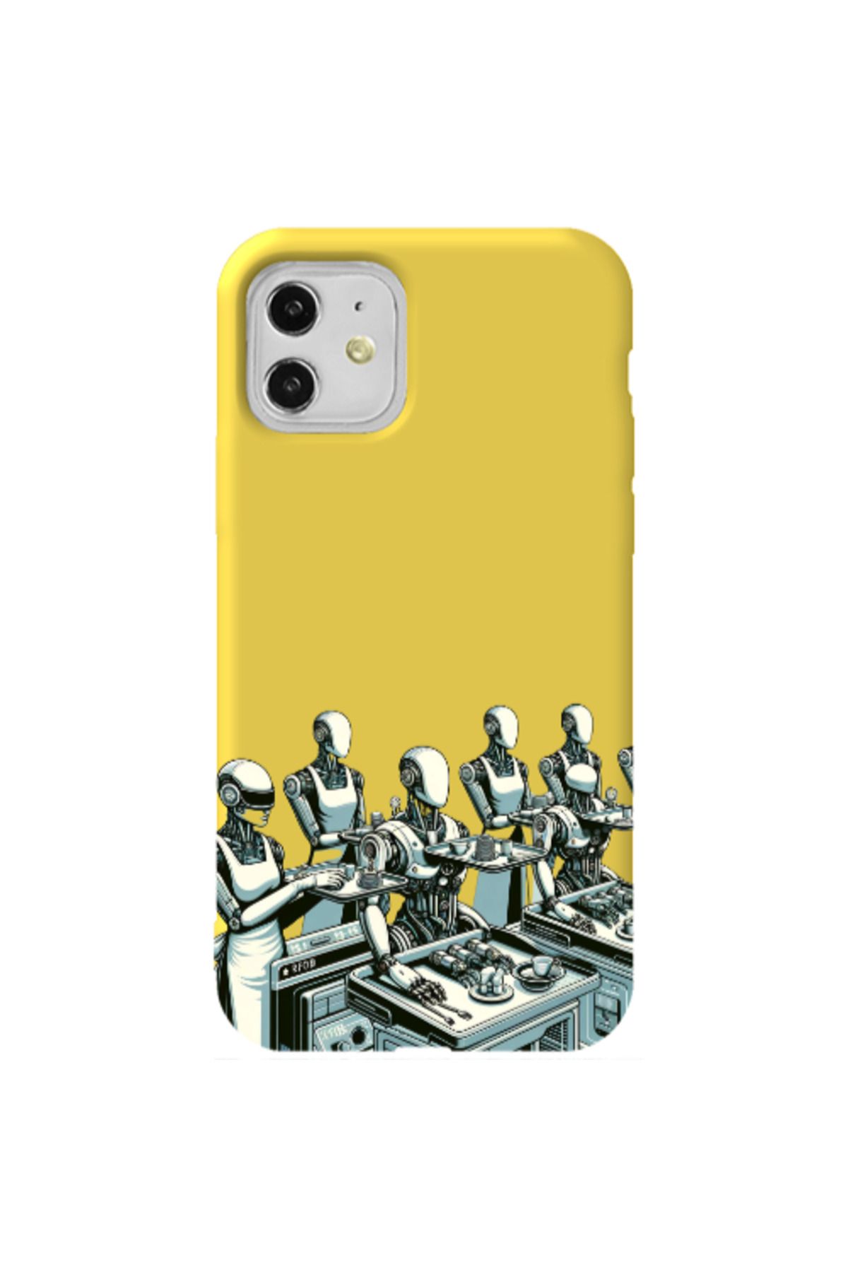 Cach Cach Apple iPhone 11 Yemek Servisi Sarı Renkli Silikon Telefon Kılıfı