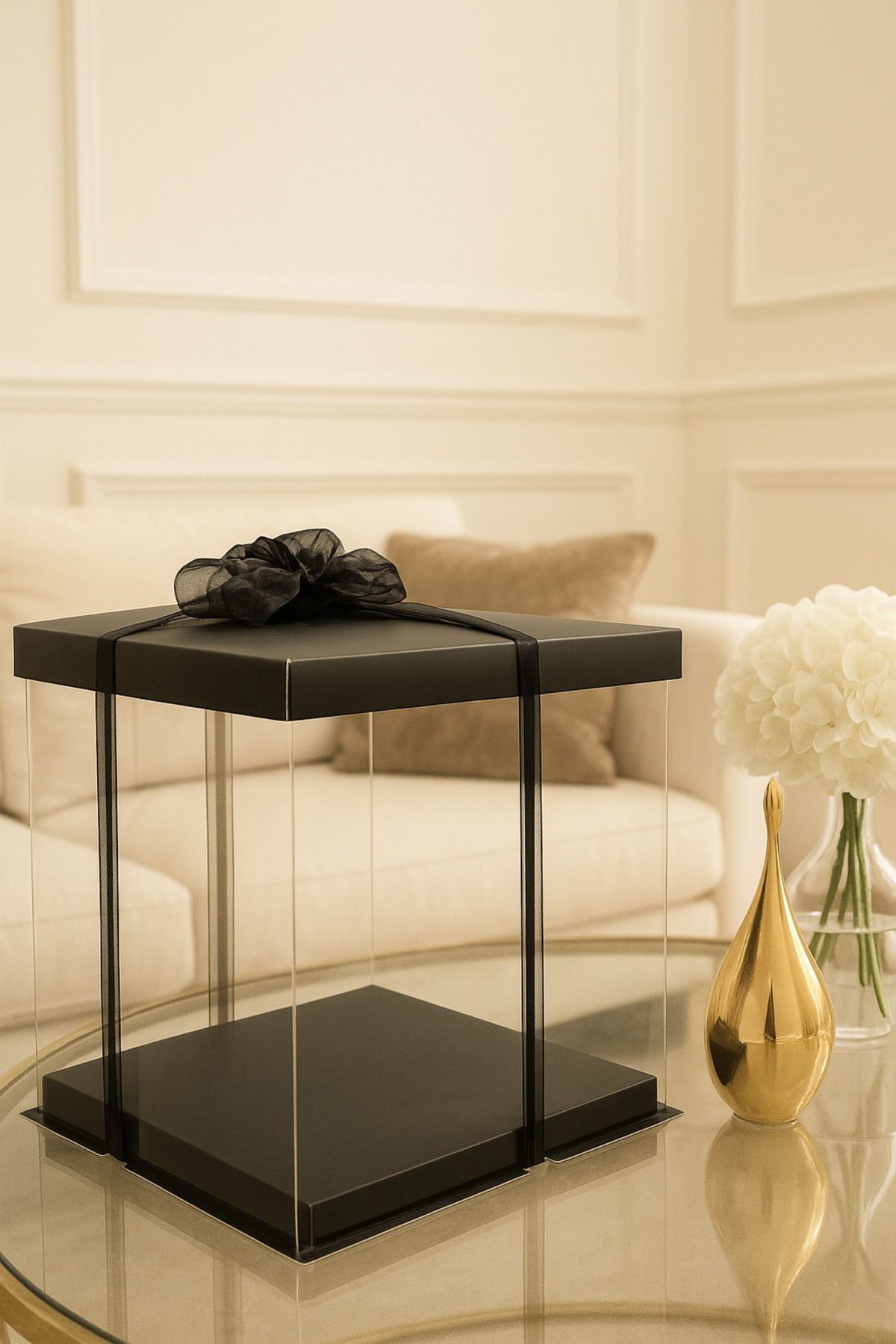 Alvenya Luxury Boxes Tekli Şeffaf Bohça Kutusu – Hediye, Sunum ve Özel Günler İçin Lüks Kutu