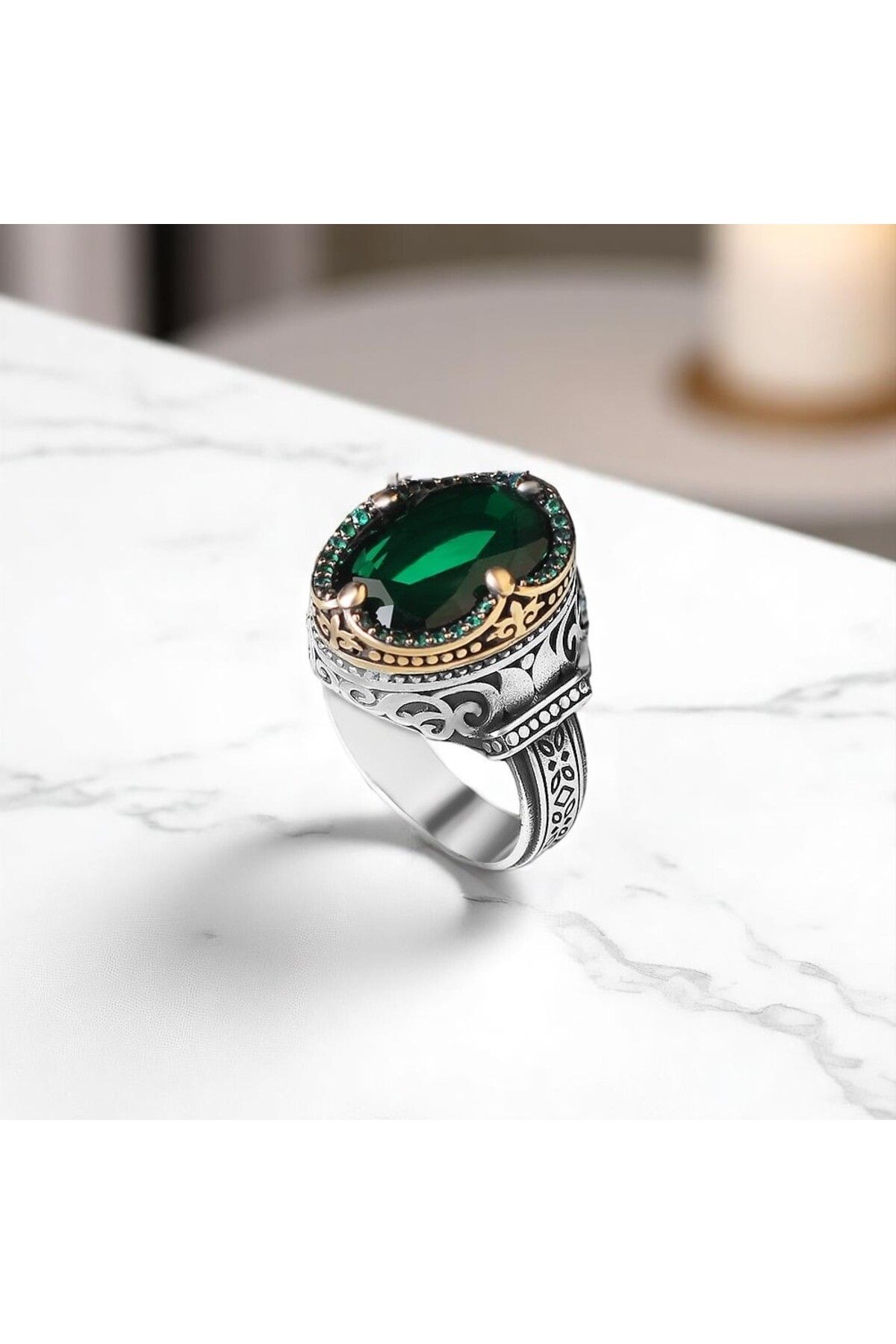 Asteria Jewelry Yeşil Zirkon Taşlı Gümüş Yüzük
