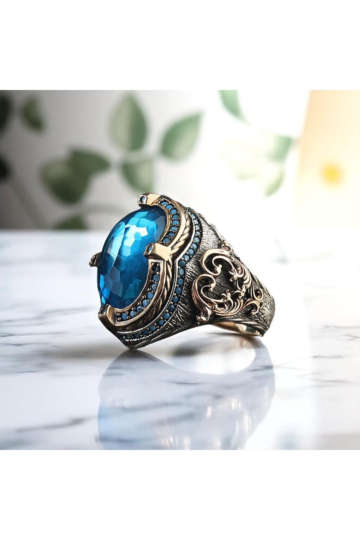 Asteria Jewelry Mavi Zirkon Taşlı Gümüş Yüzük