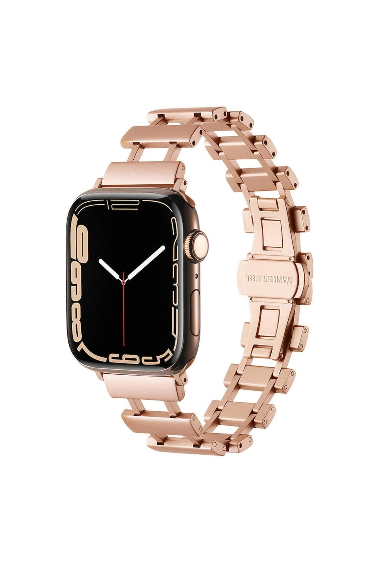 Megafox Teknoloji Apple Watch 3/4/5/6/7/8/9 Se Ultra 42-44-45-49 Mm Uyumlu Kordon Metal Paslanmaz Parçalı Kayış KRD-9