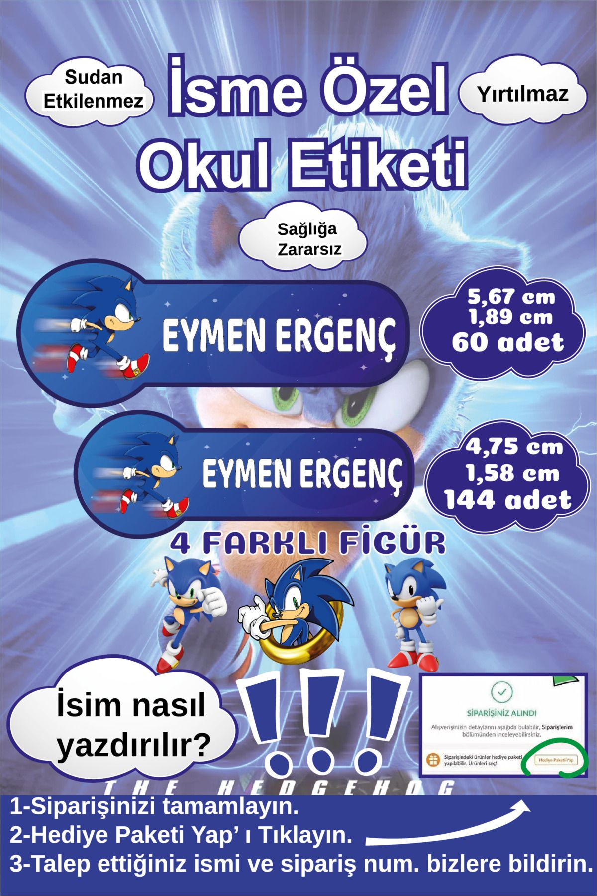 Ayza Tasarım Kalem Defter Kitap Etiketi İsim Etiketi Kişiye Özel Yapışkanlı Erkek Çocuk Okul Etiketi Kırtasiye