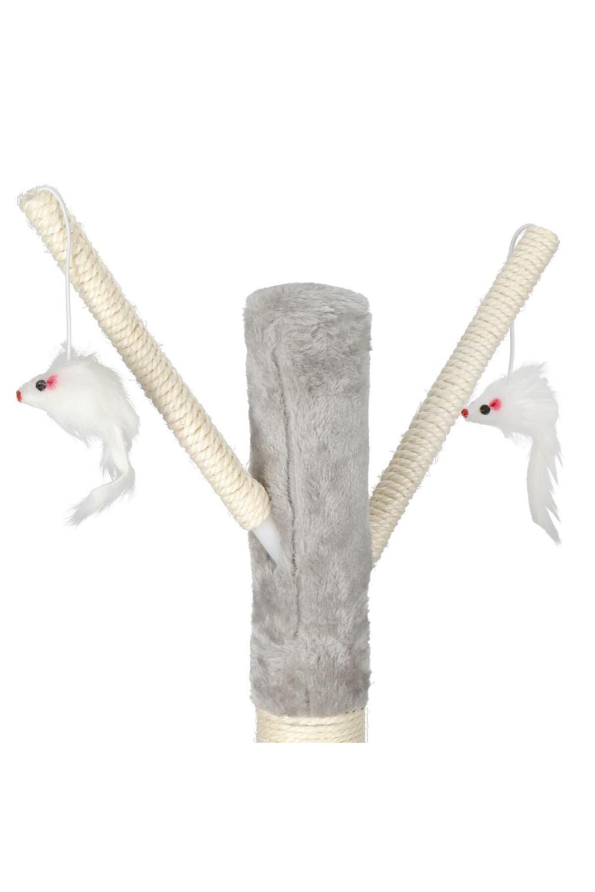 SERSIMO-Cat play set, with scratching post, hiding place, lying area, mice, 108cm, gray 9