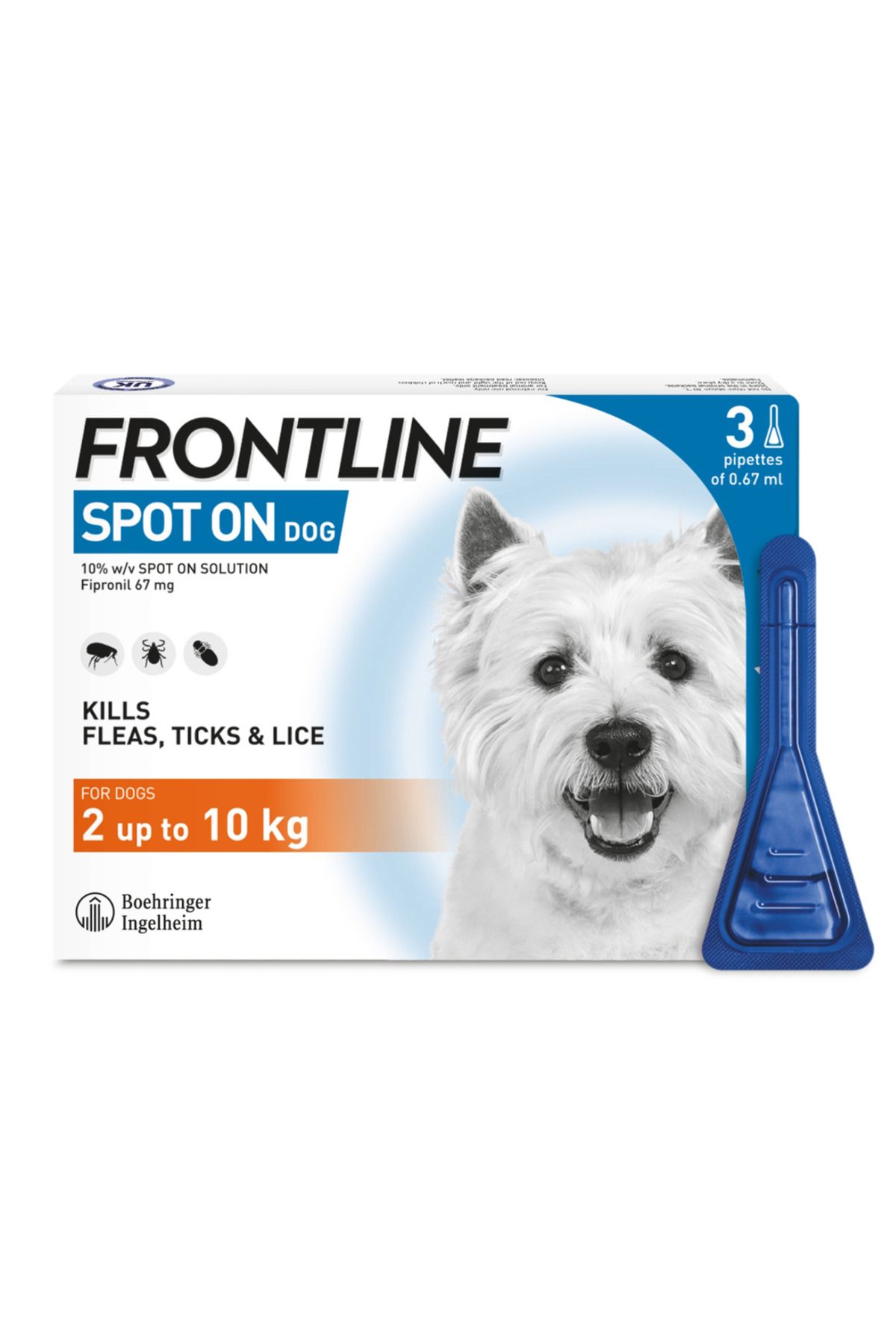 FRONTLINE -e Spot On Köpek Damla Pipet 0,67 ml (2-10kg) x3 Adet