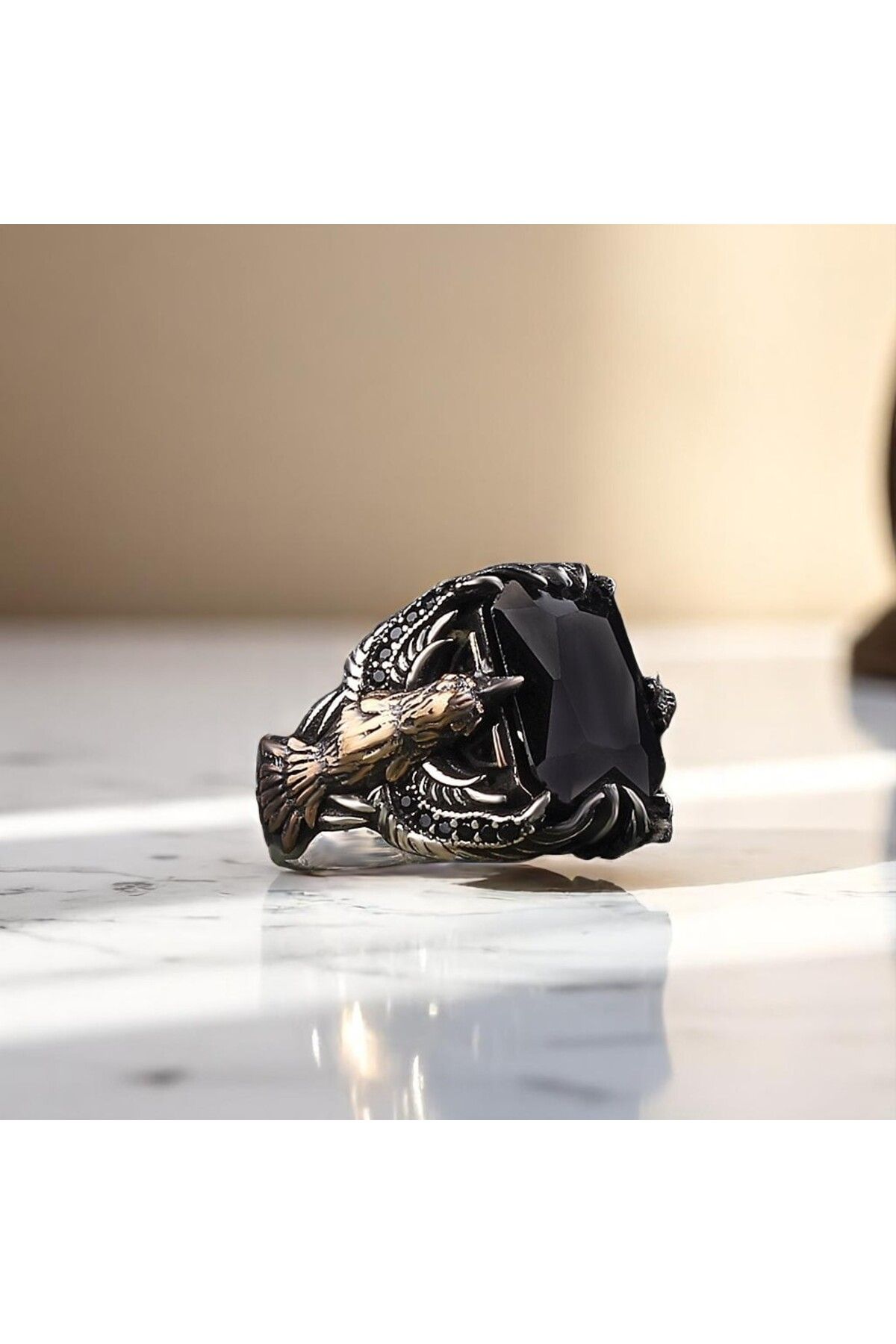 Asteria Jewelry Siyah Zirkon Taşlı Gümüş Yüzük