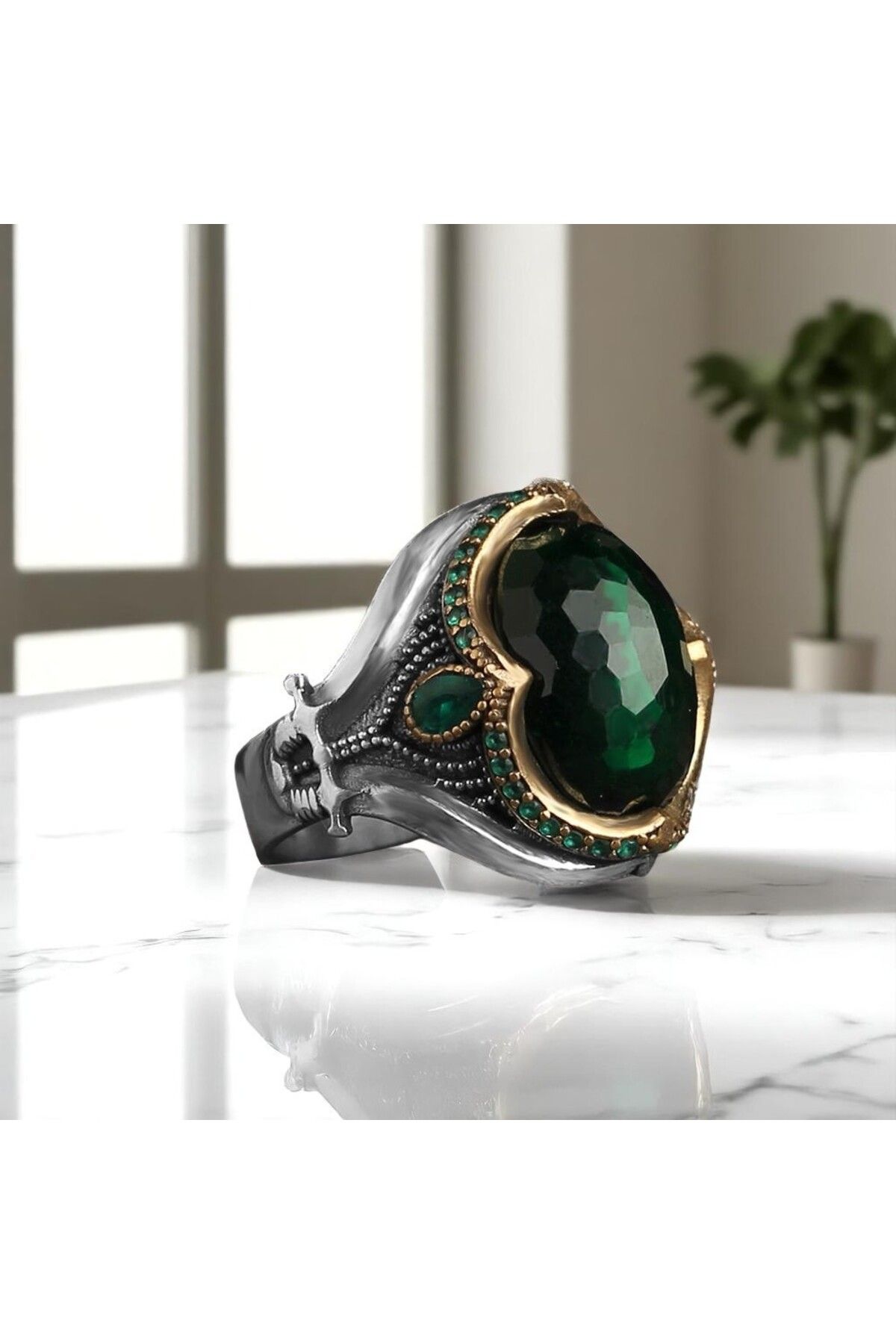 Asteria Jewelry Yeşil Zirkon Taşlı Gümüş Yüzük