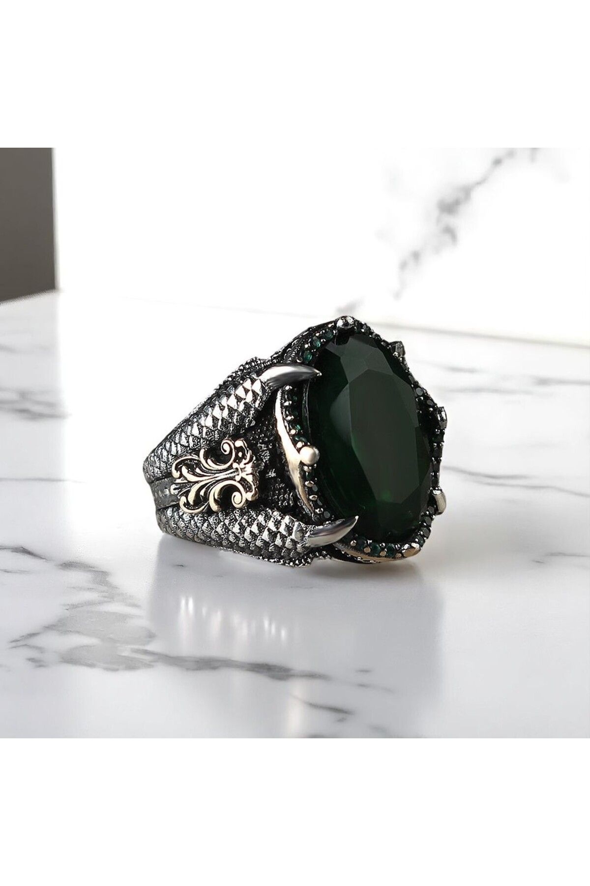 Asteria Jewelry Yeşil Zirkon Taşlı Gümüş Yüzük