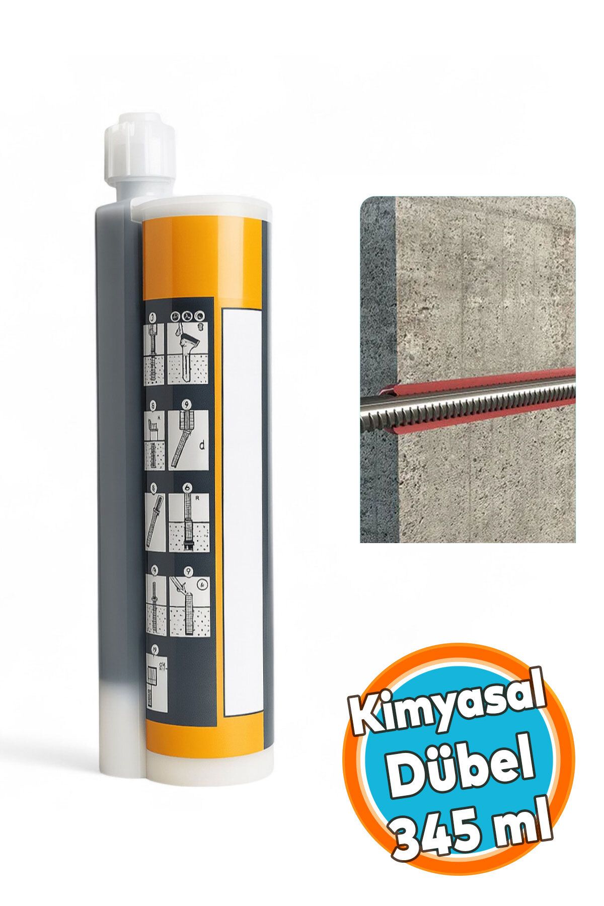 NZB Kimyasal Dübel Montaj Sıvı Çivi Yapıştırıcı Epoksi Ankraj Harç Beton Tuğla Duvar Gaz Beton 345 ml