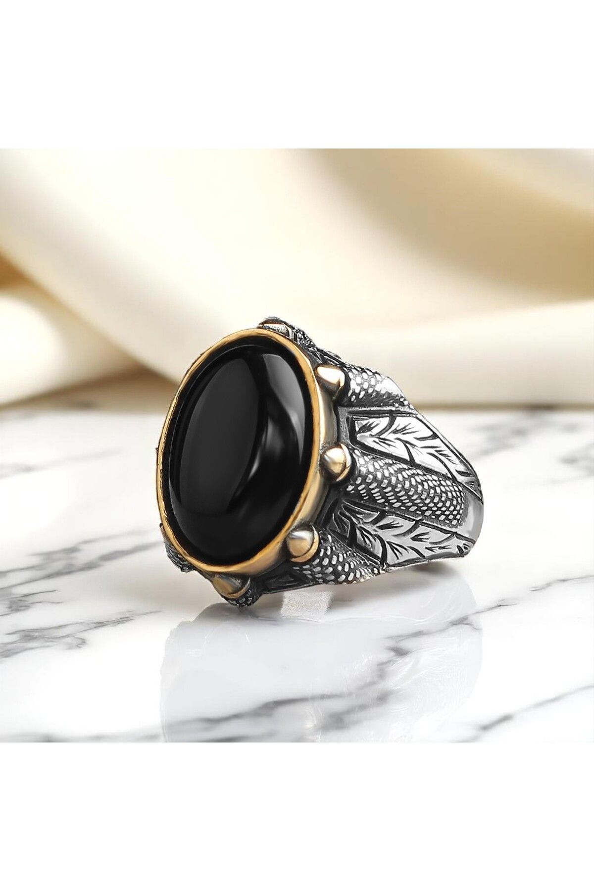 Asteria Jewelry Siyah Oniks Taşlı Gümüş Yüzük