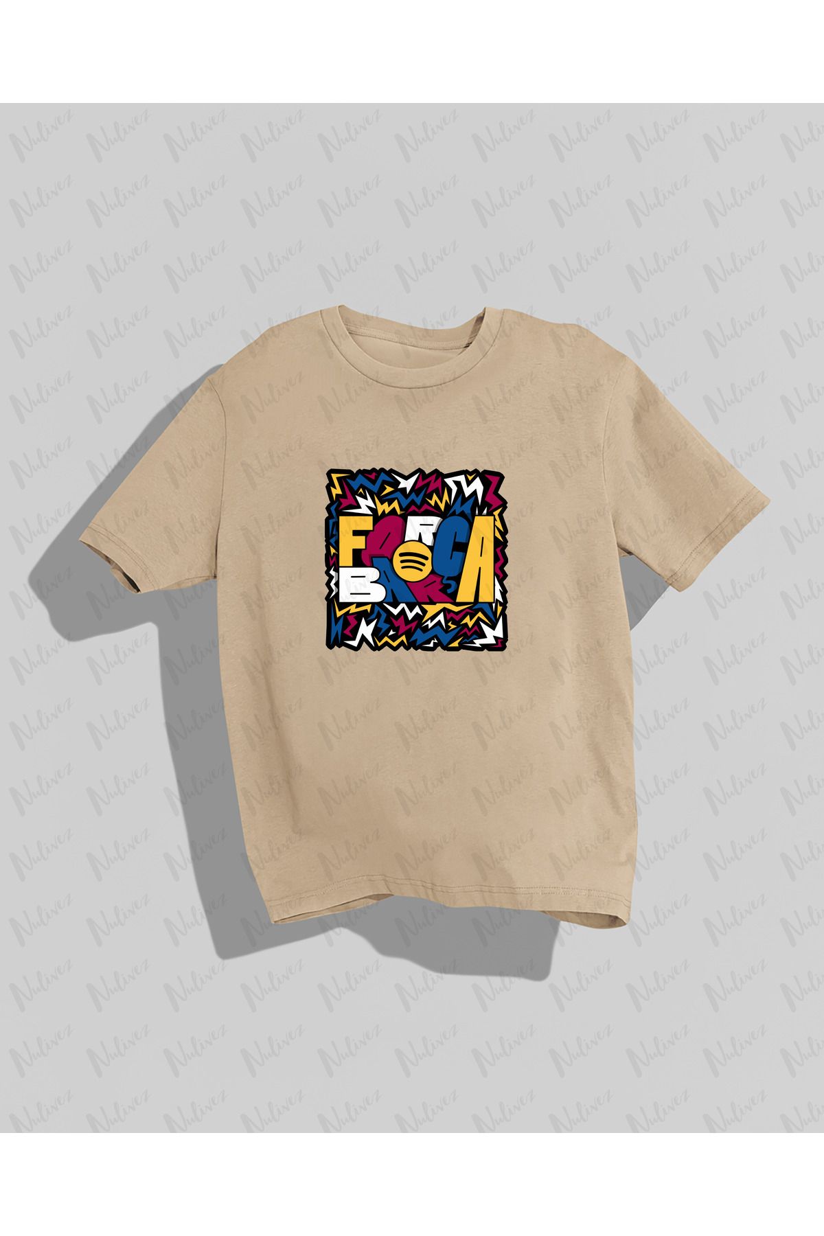 Nulivez Barcelona Tasarımı Baskılı Yüksek Kalite Kompakt Unisex Oversize T-Shirt