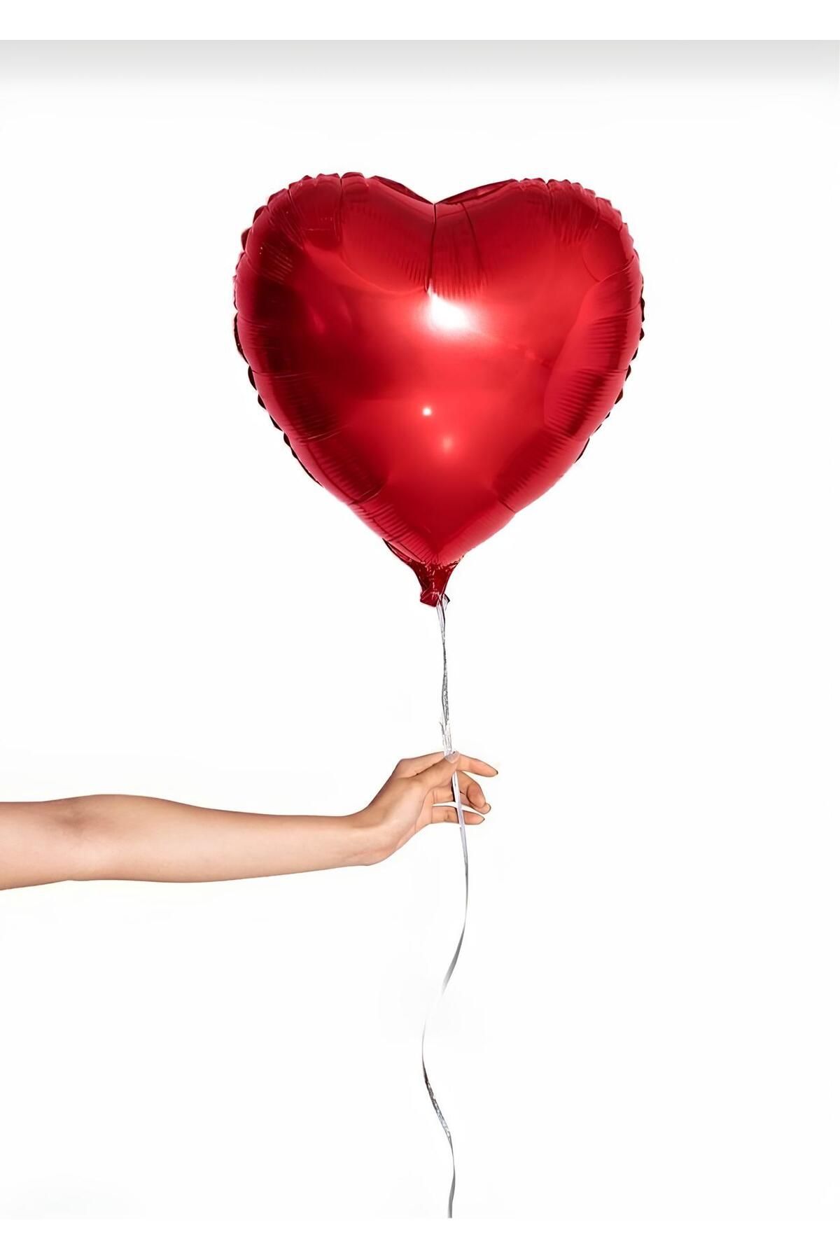 Maysa Glint Kalp Folyo Balon - 45 cm Kırmızı Kalp Helyum Balon - Uçan Balon Evlilik Teklifi