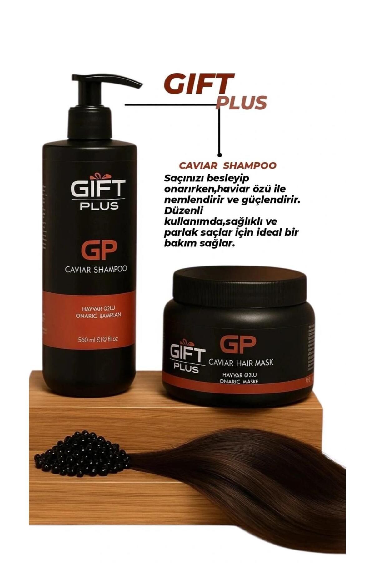 gift plus Havyar Özlü Şampuan ve Havyar Özlü Saç Kremi 500 ml