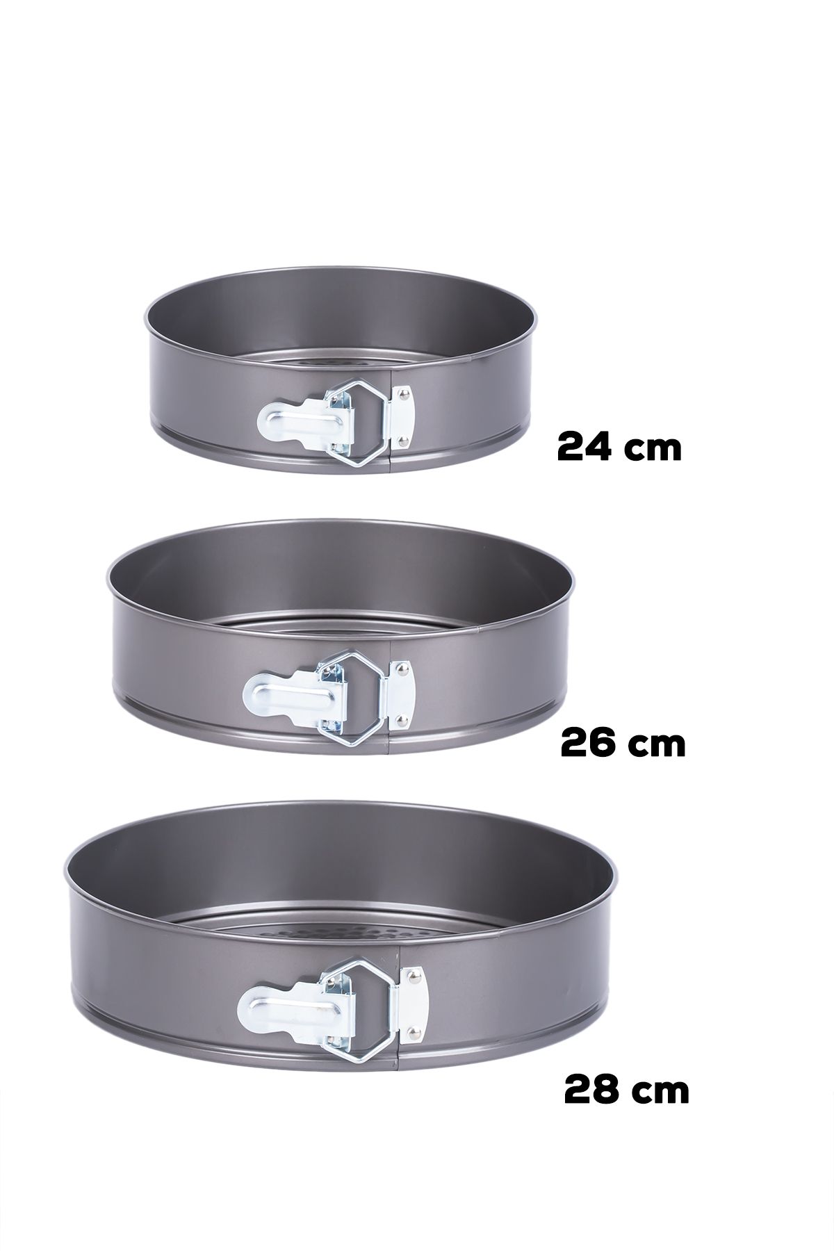 Porsima-912 Set of 3 Fireproof Non-Stick Metal Interlocking Clamp Round Cake Molds 4